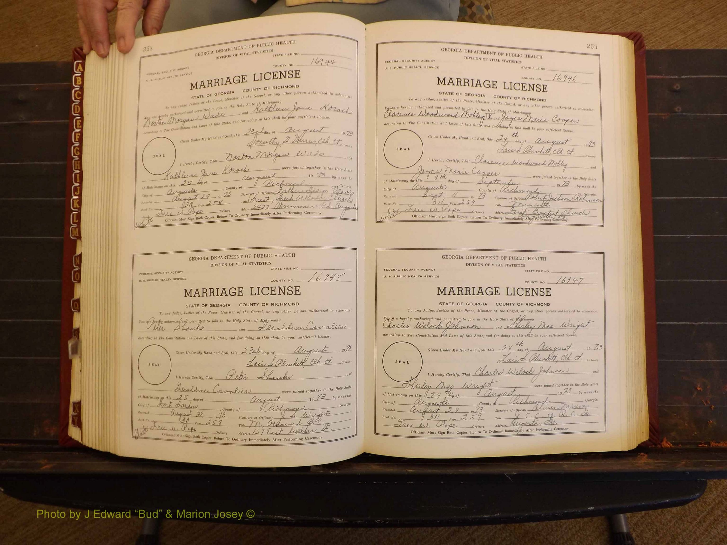 Richmond Marriages, 3N, 1973-1974 P 258-259.JPG