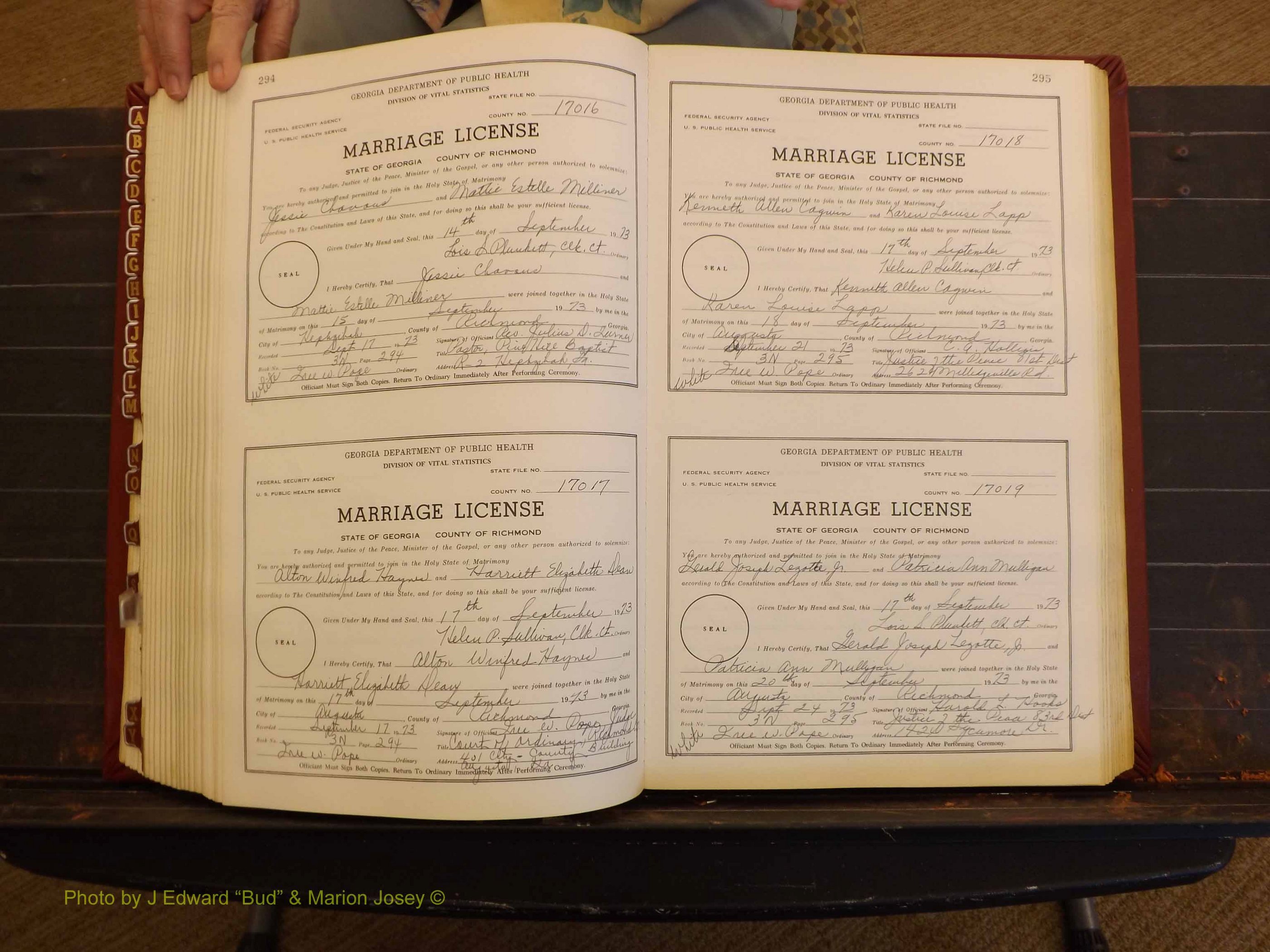 Richmond Marriages, 3N, 1973-1974 P 294-295.JPG