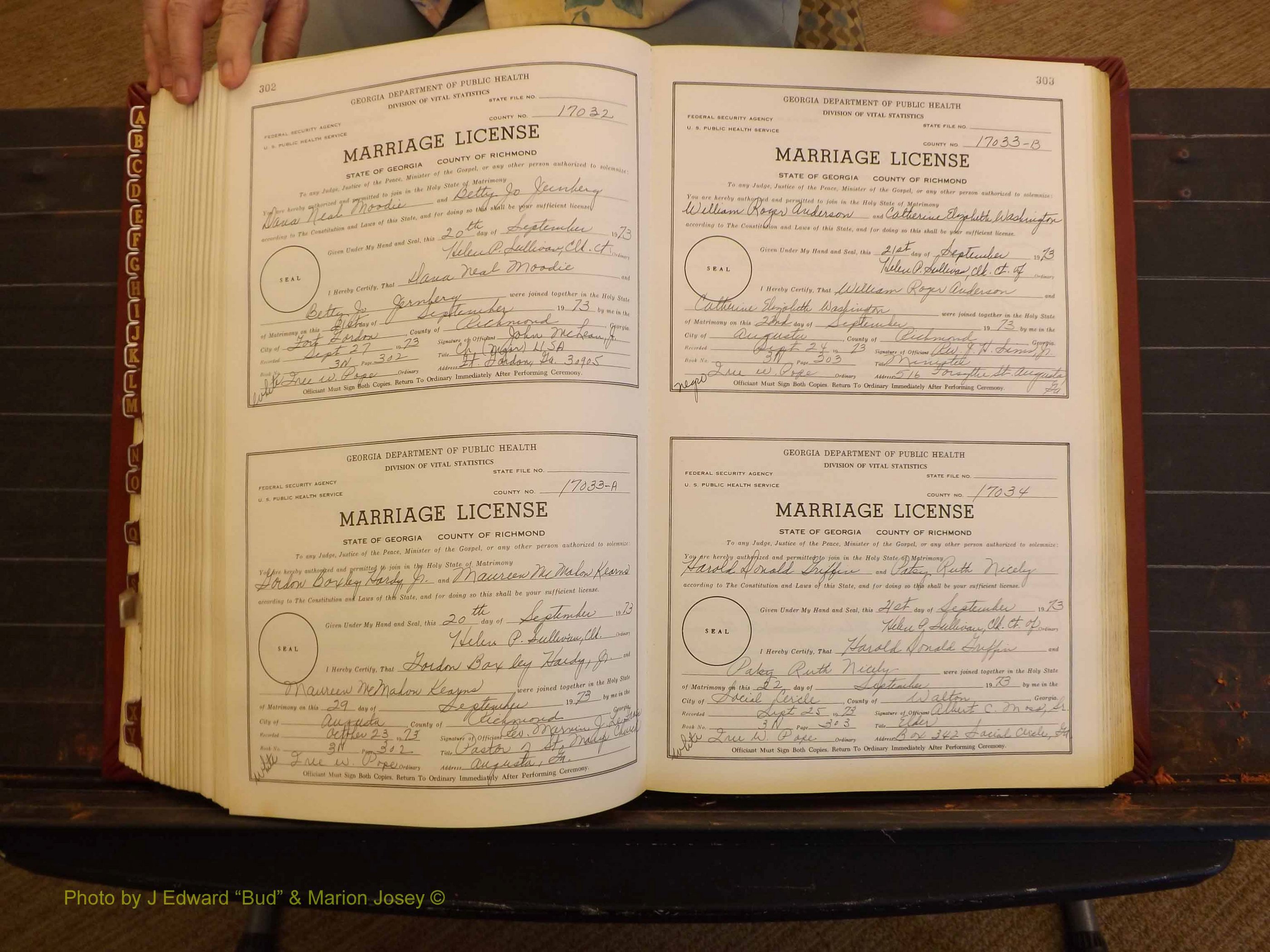 Richmond Marriages, 3N, 1973-1974 P 302-303.JPG