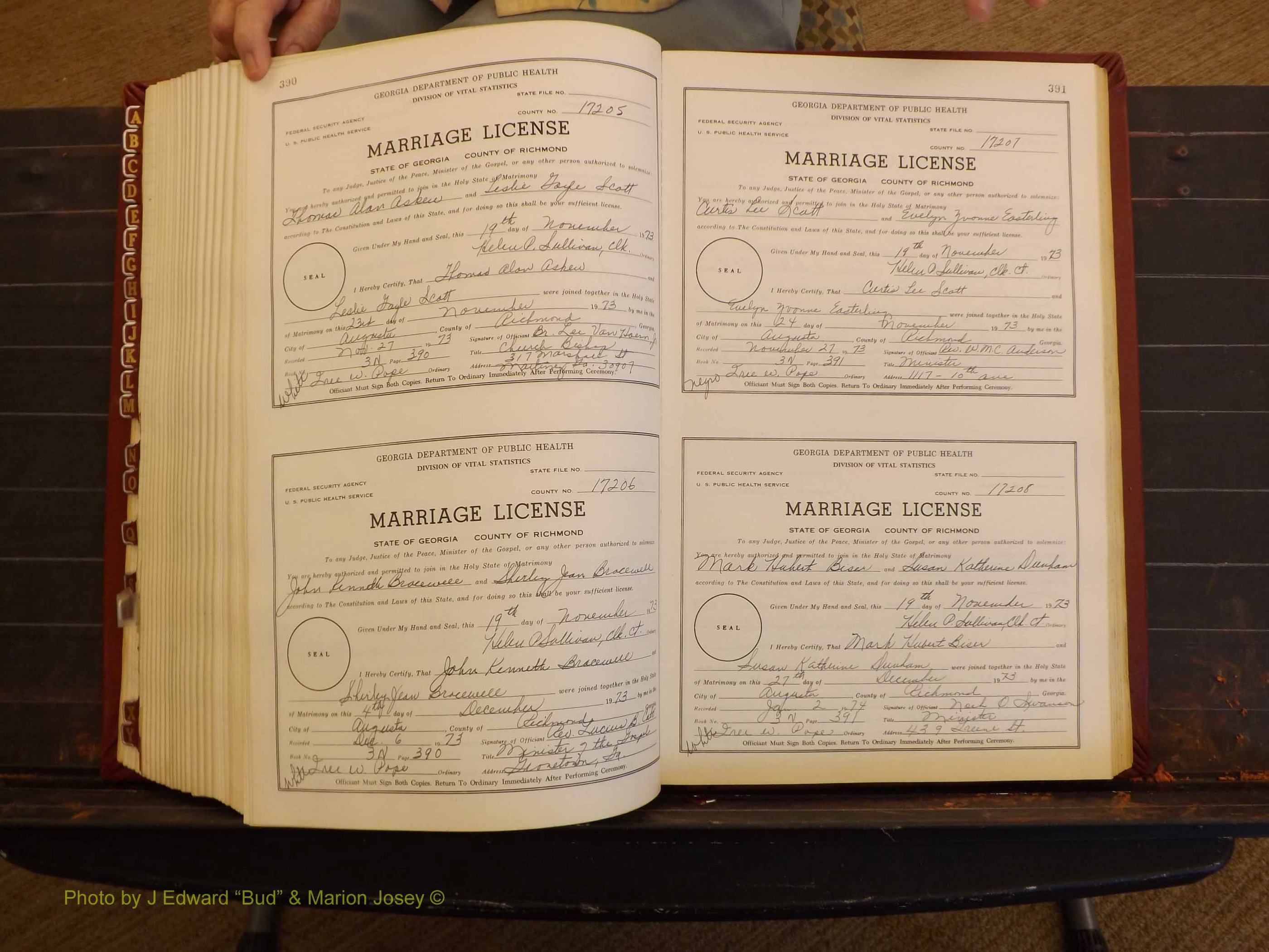 Richmond Marriages, 3N, 1973-1974 P 390-391.JPG