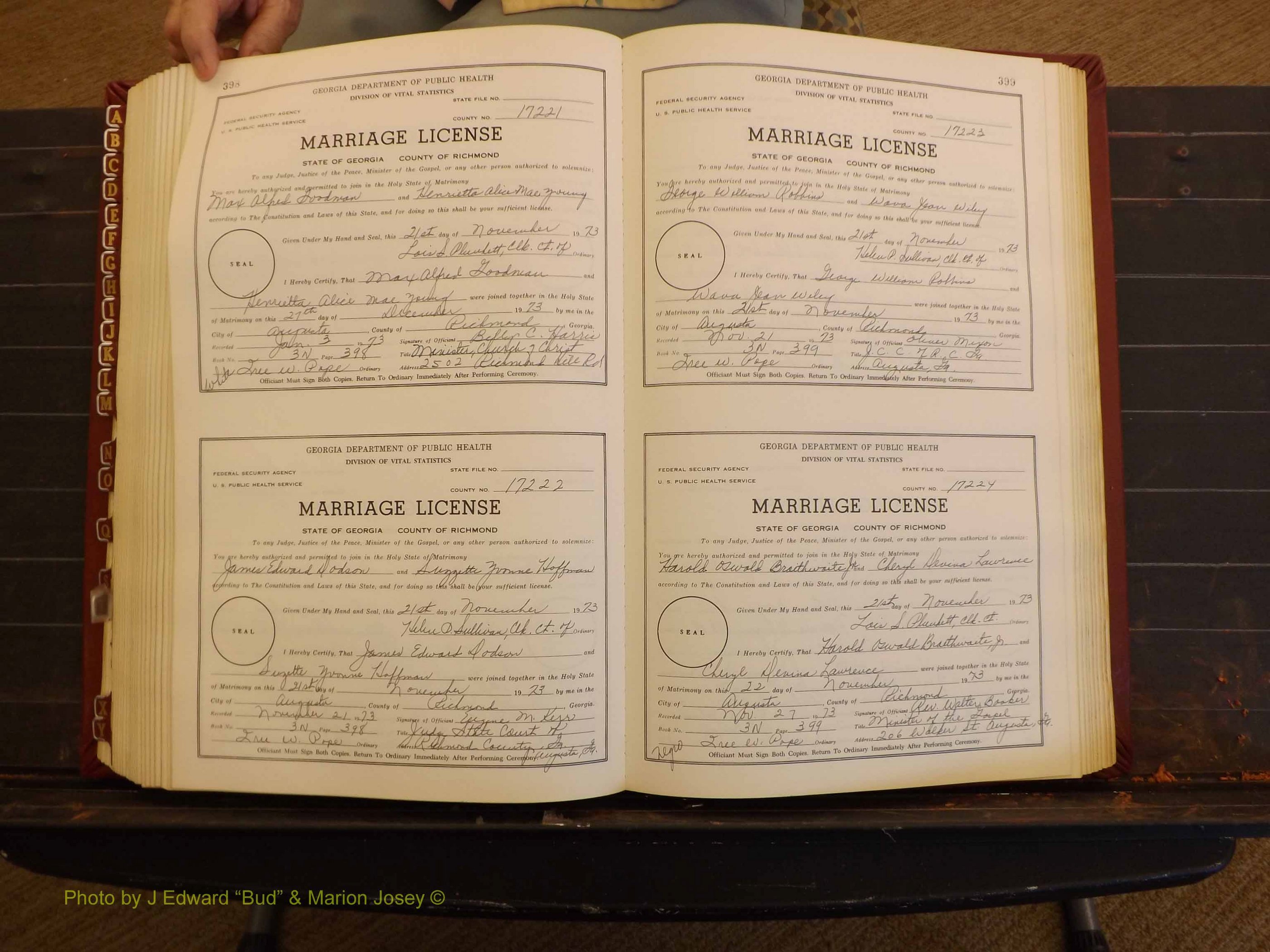 Richmond Marriages, 3N, 1973-1974 P 398-399.JPG