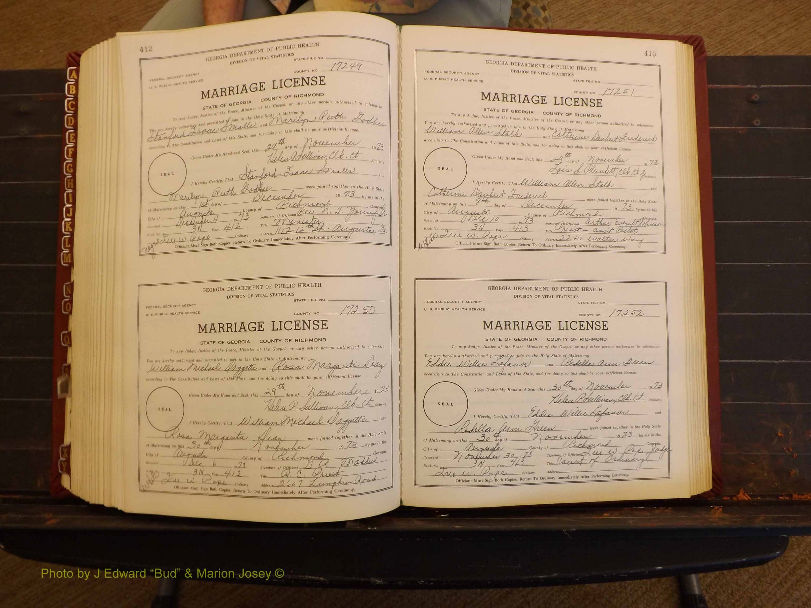 Richmond Marriages, 3N, 1973-1974 P 412-413.JPG