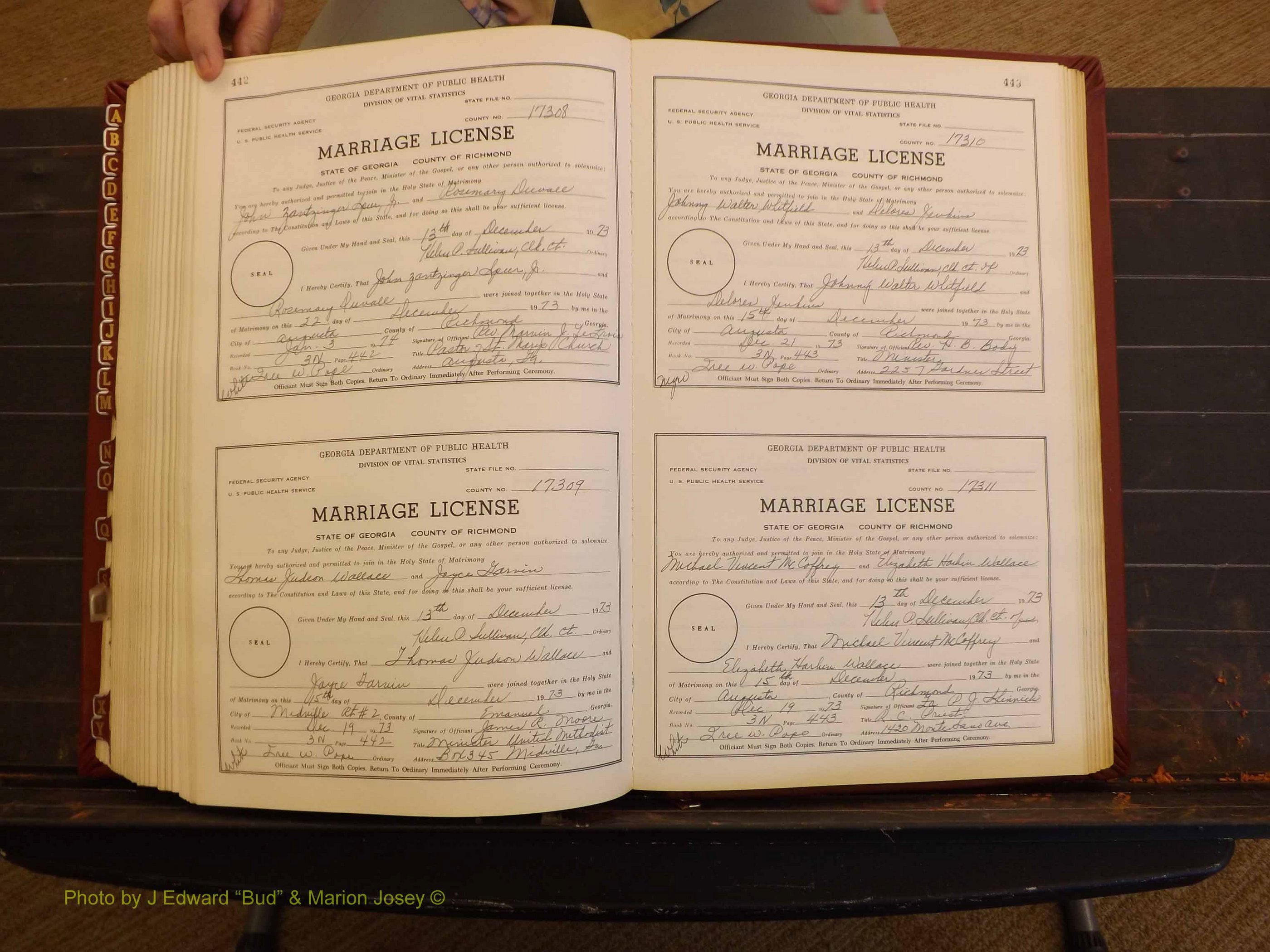 Richmond Marriages, 3N, 1973-1974 P 442-443.JPG