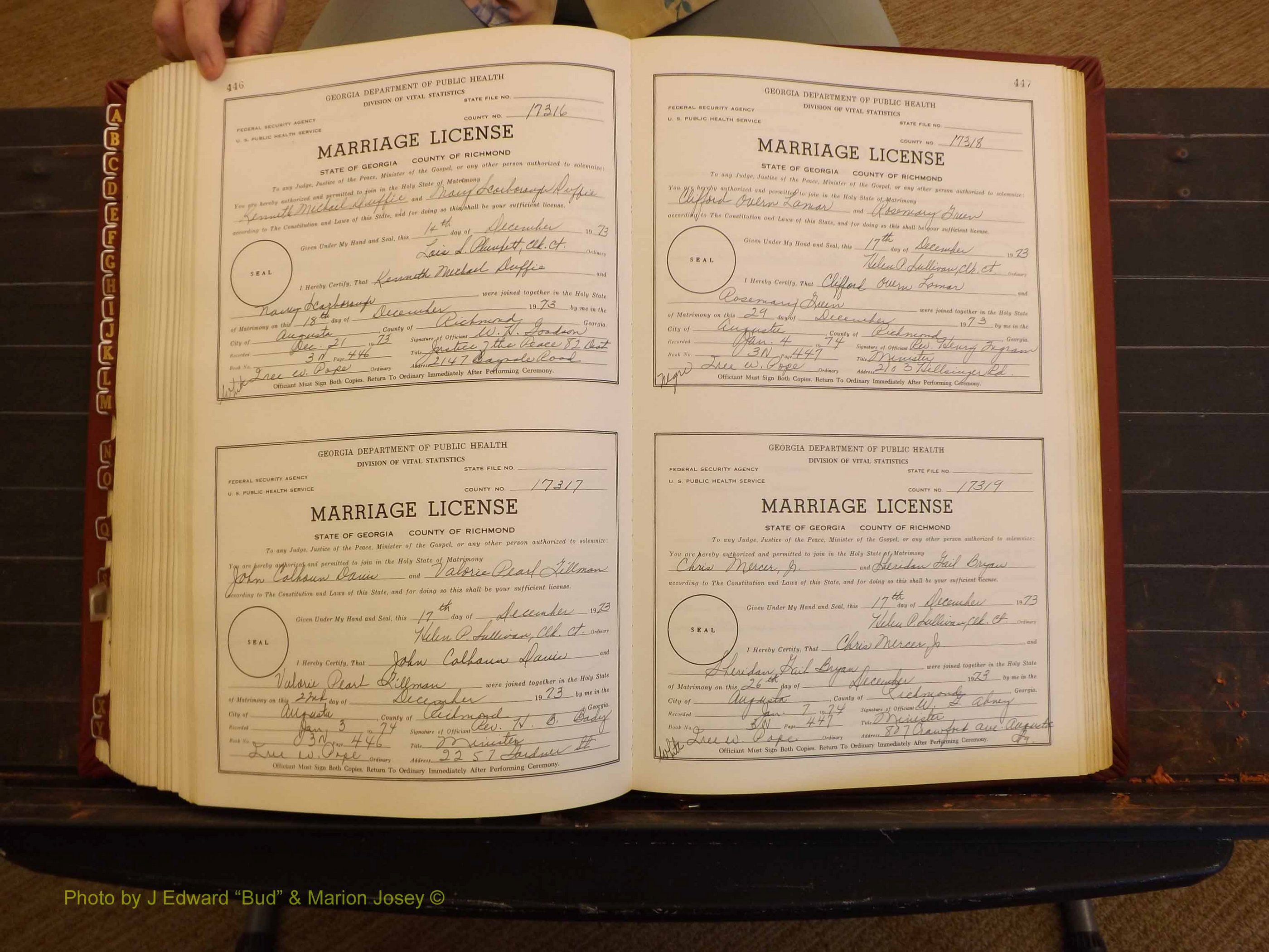 Richmond Marriages, 3N, 1973-1974 P 446-447.JPG