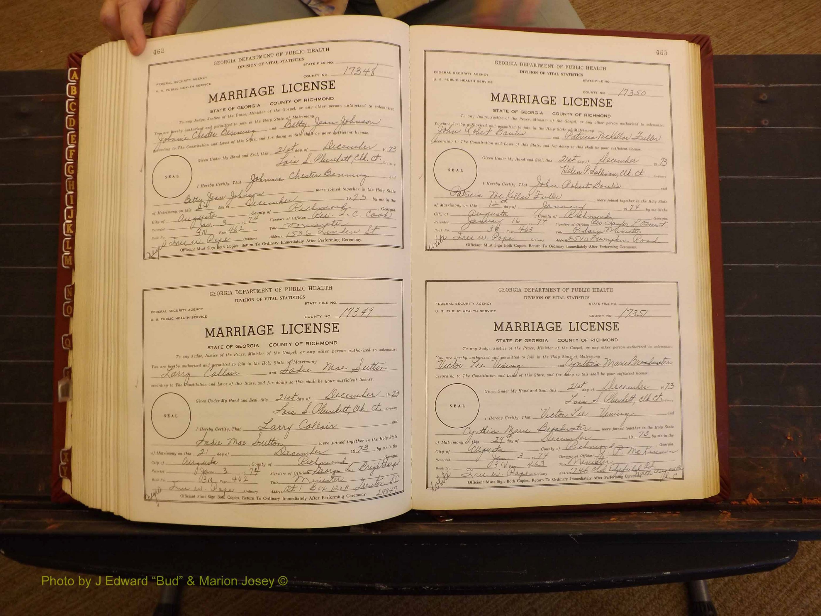 Richmond Marriages, 3N, 1973-1974 P 462-463.JPG