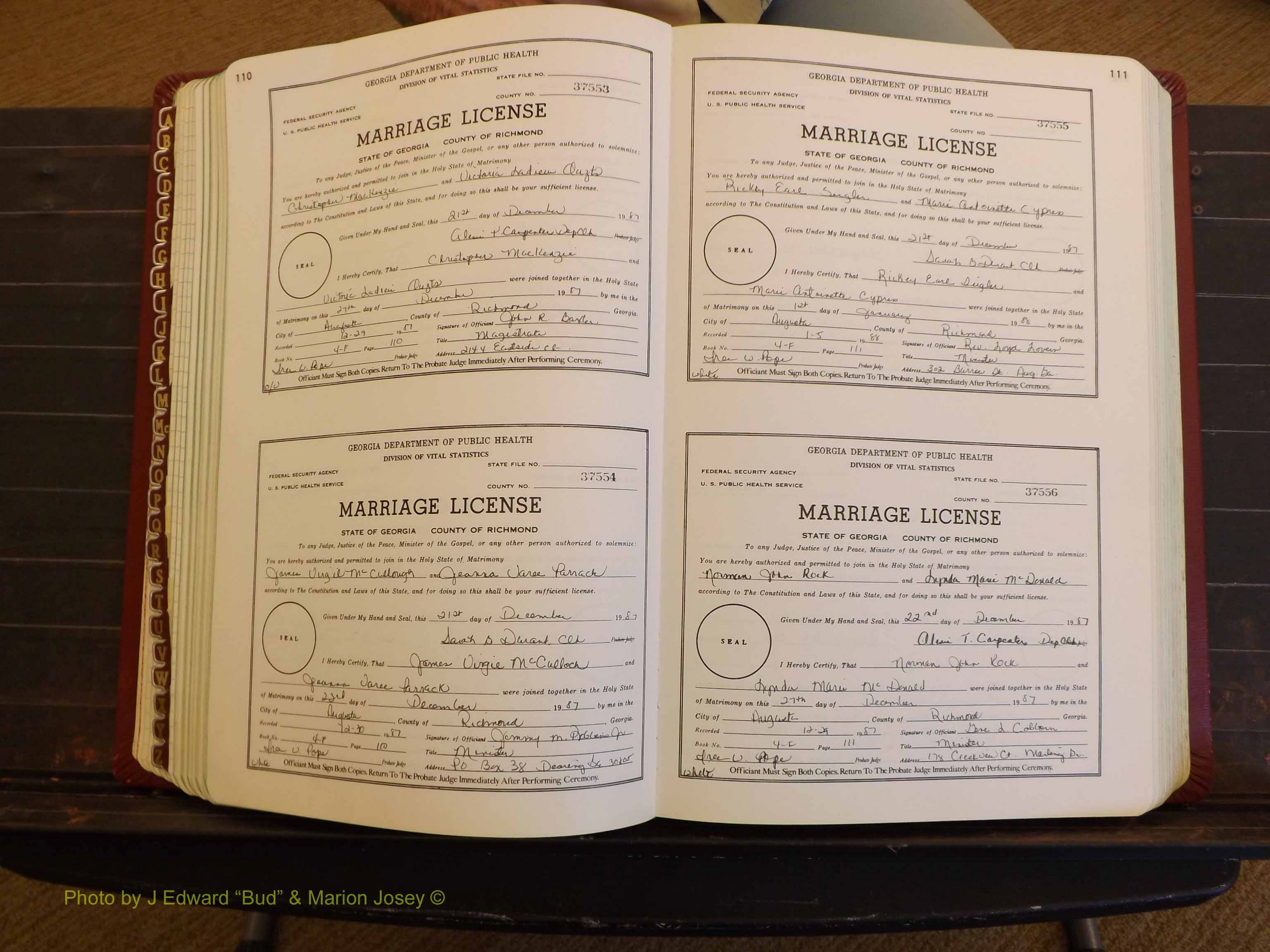 Richmond Marriages, 4F, 1987-1988 P 110-111.JPG