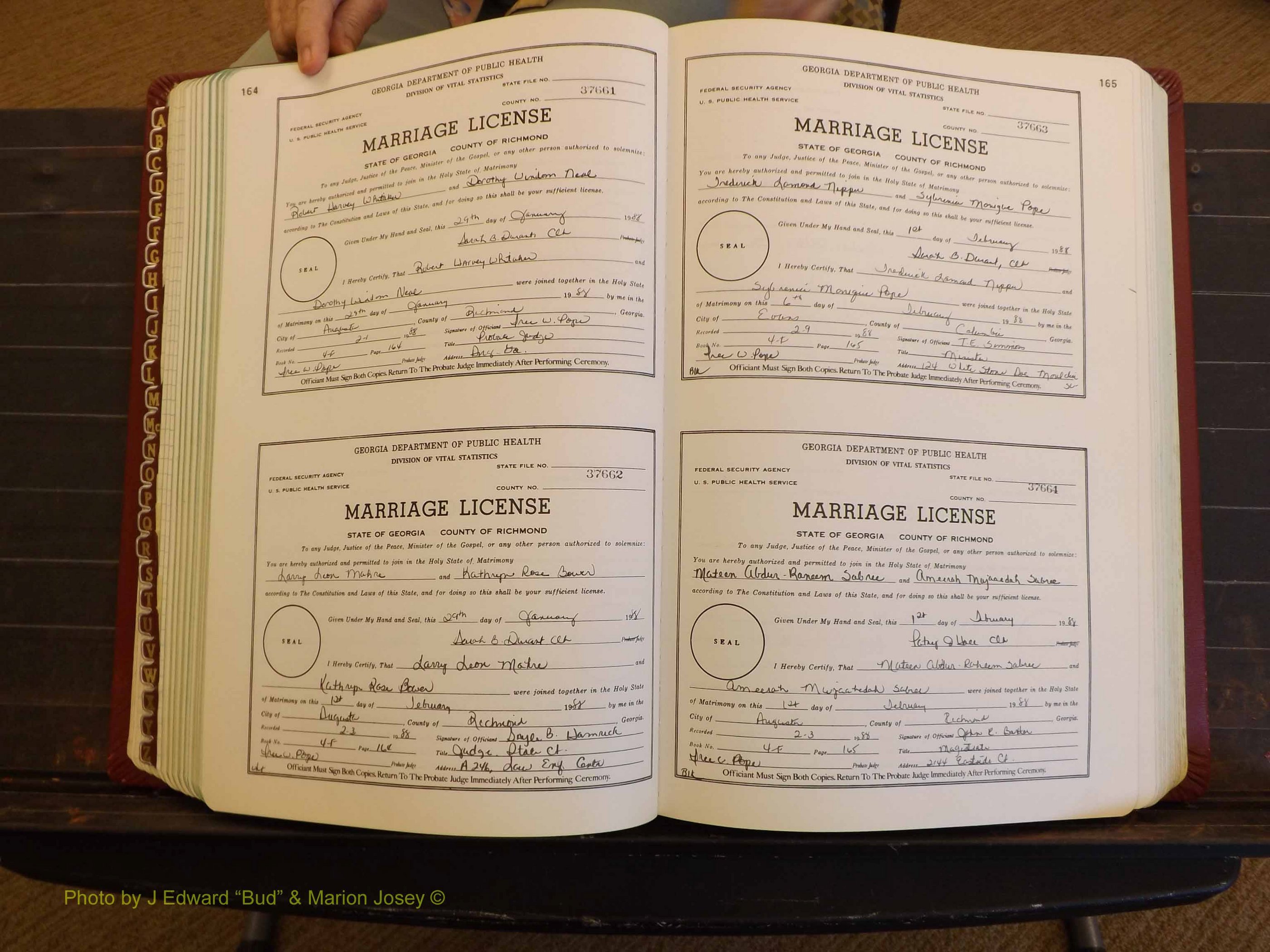 Richmond Marriages, 4F, 1987-1988 P 164-165.JPG
