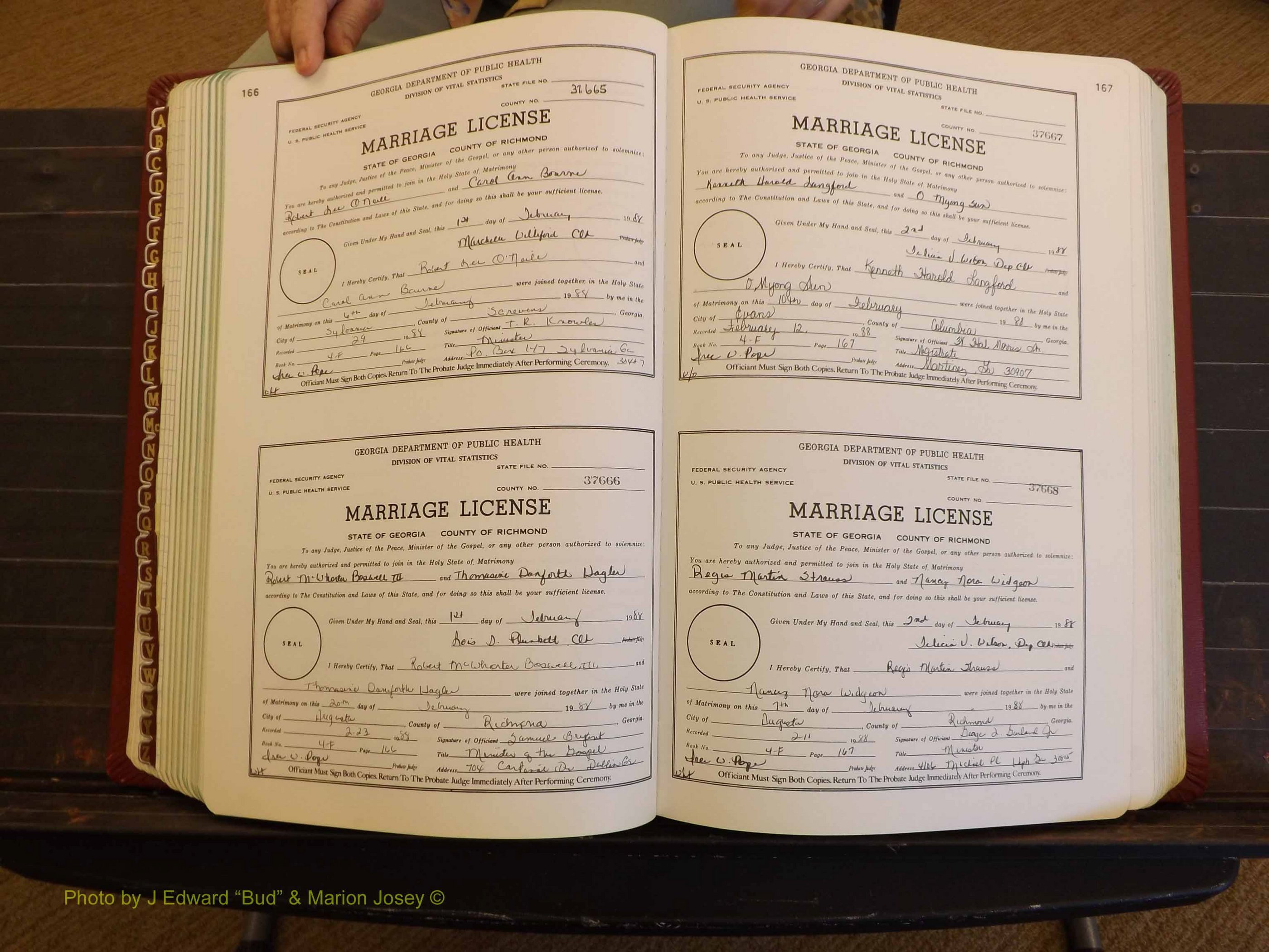 Richmond Marriages, 4F, 1987-1988 P 166-167.JPG