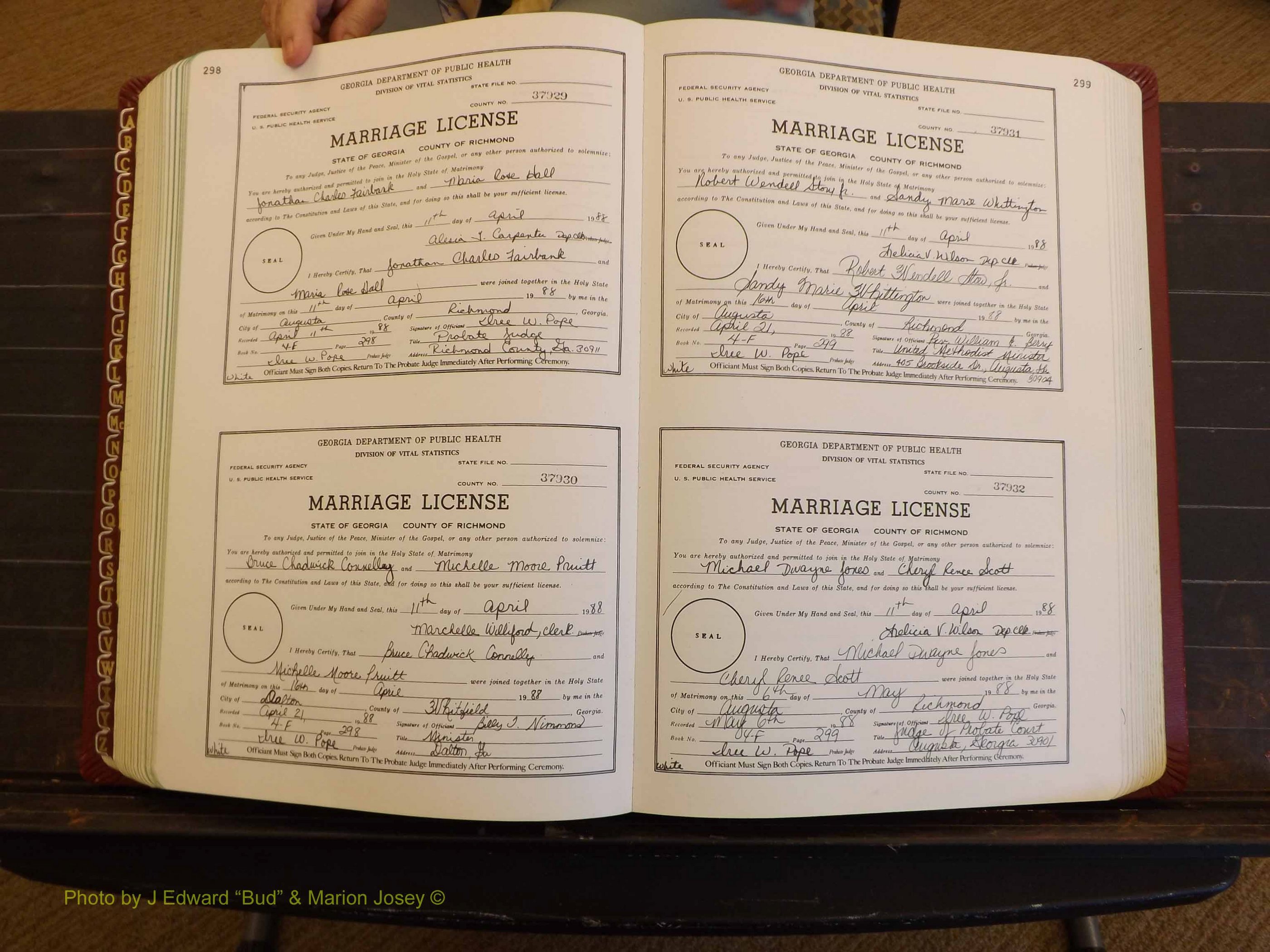 Richmond Marriages, 4F, 1987-1988 P 298-299.JPG