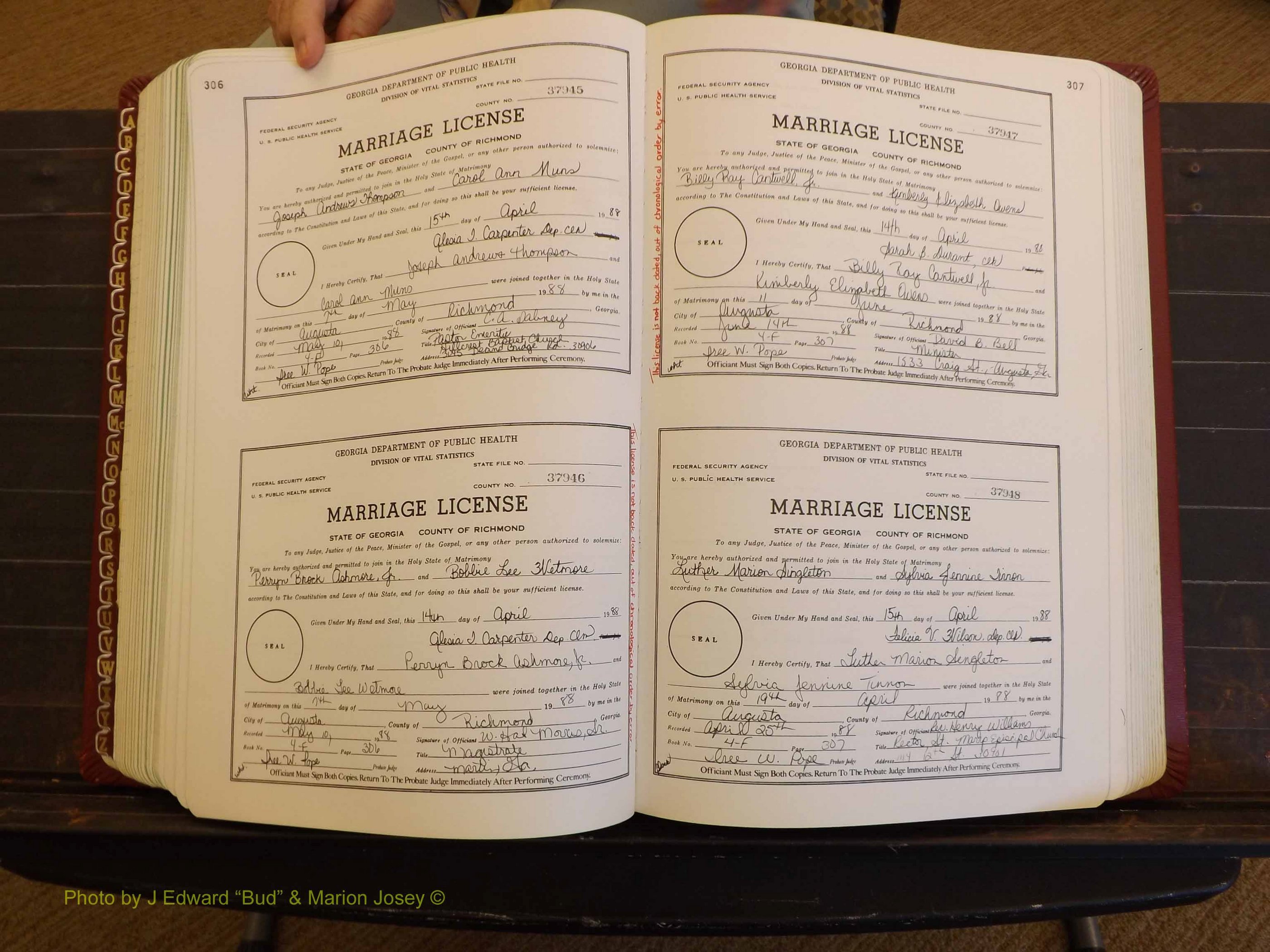 Richmond Marriages, 4F, 1987-1988 P 306-307.JPG