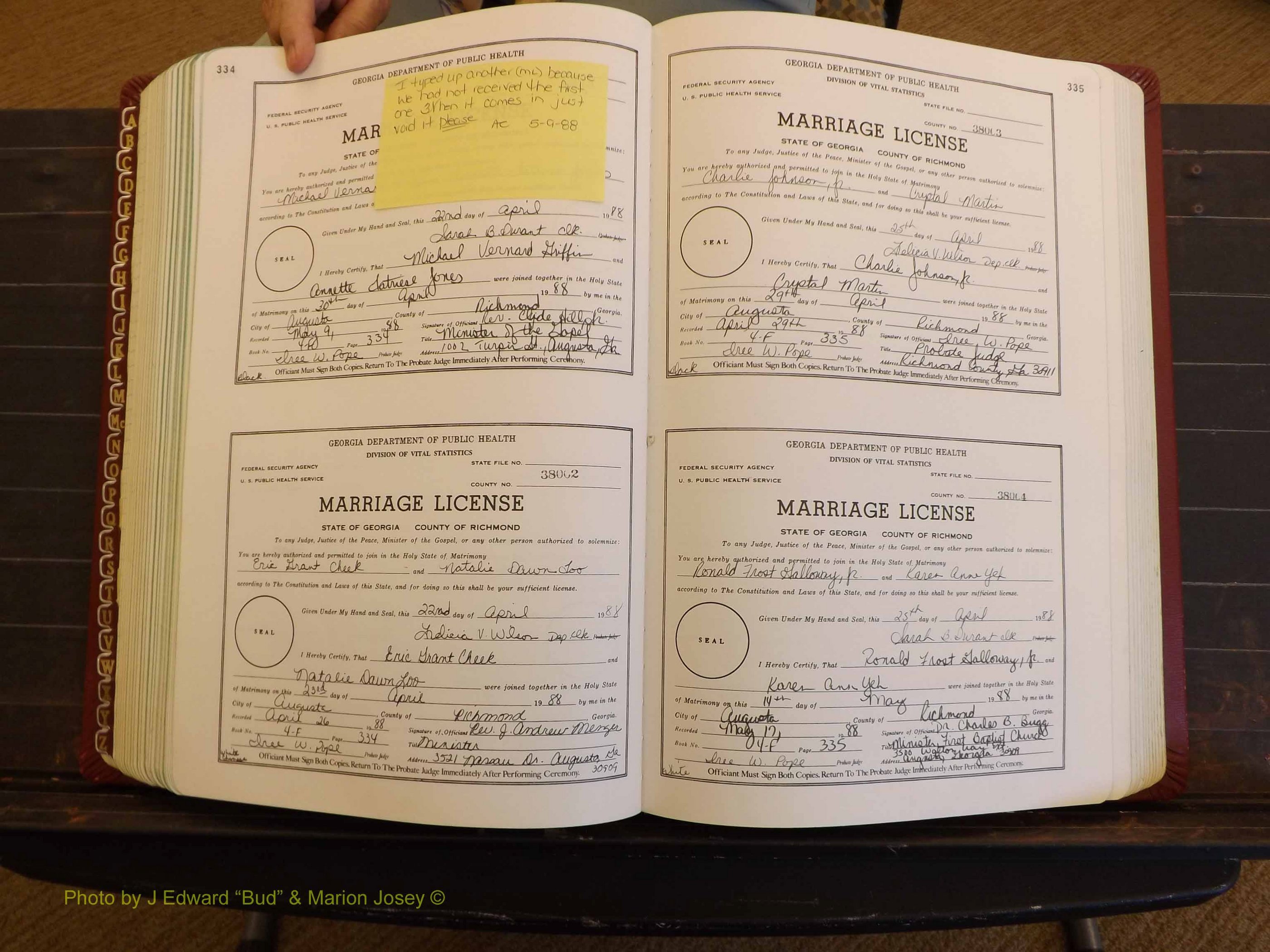 Richmond Marriages, 4F, 1987-1988 P 334-335.JPG