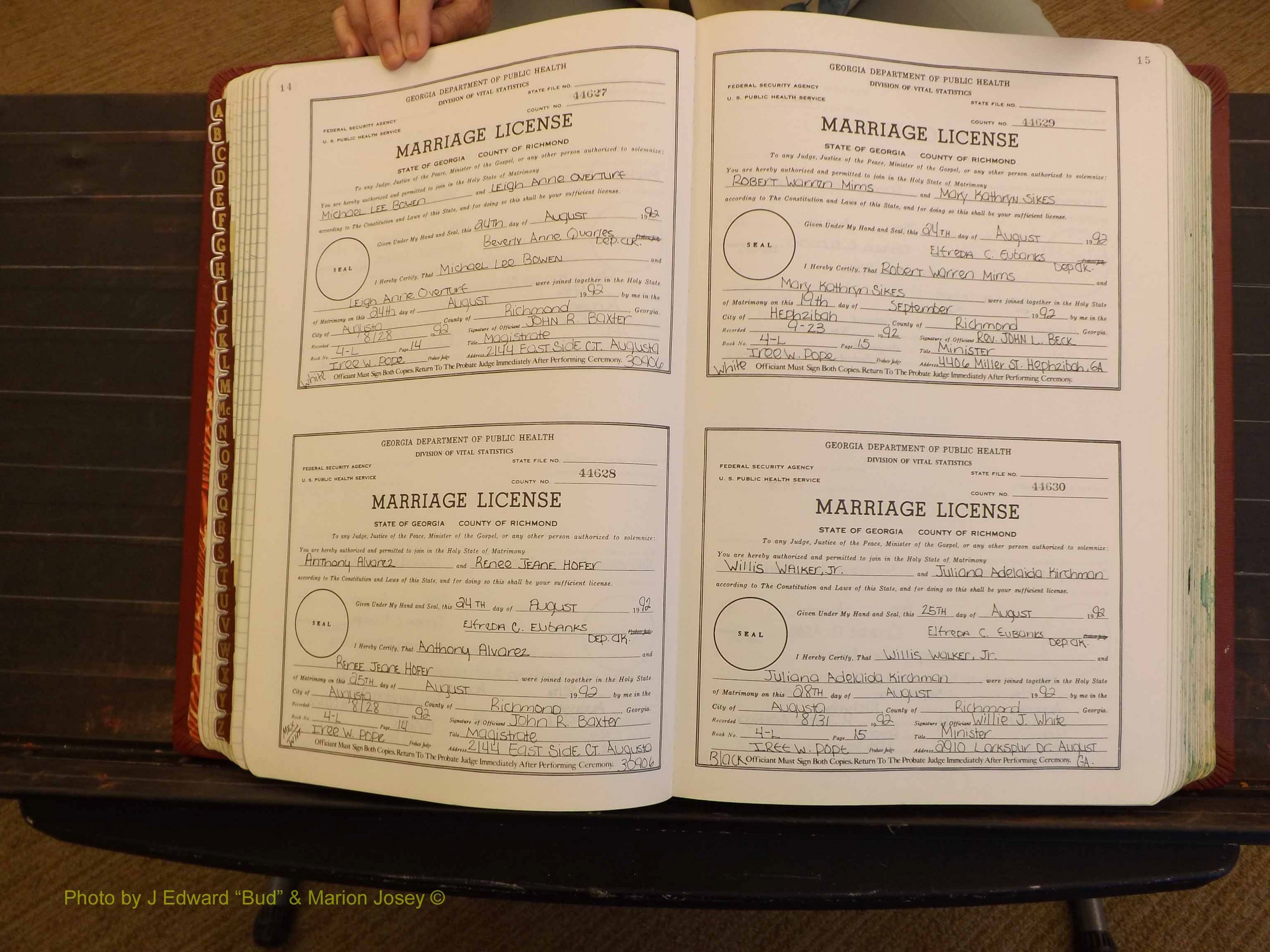 Richmond Marriages, 4L, 1992-1993 P 014-015.JPG