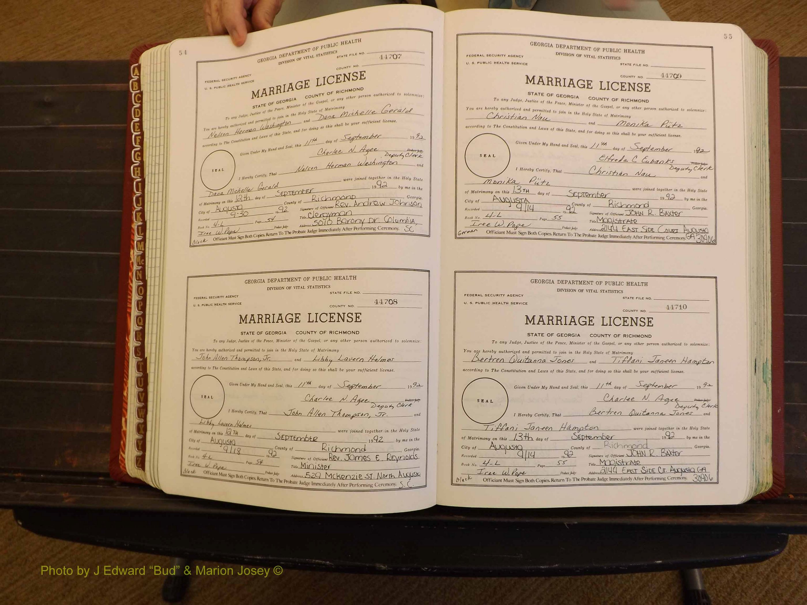 Richmond Marriages, 4L, 1992-1993 P 054-055.JPG