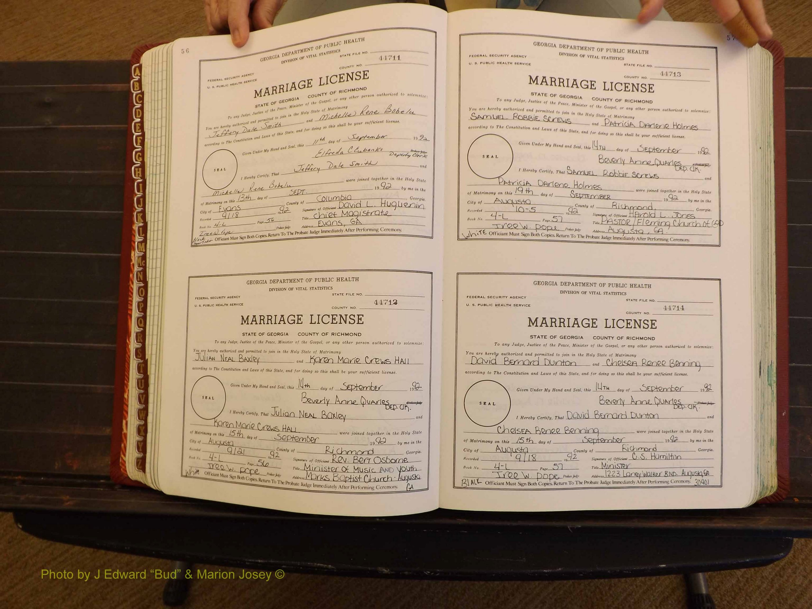 Richmond Marriages, 4L, 1992-1993 P 056-057.JPG