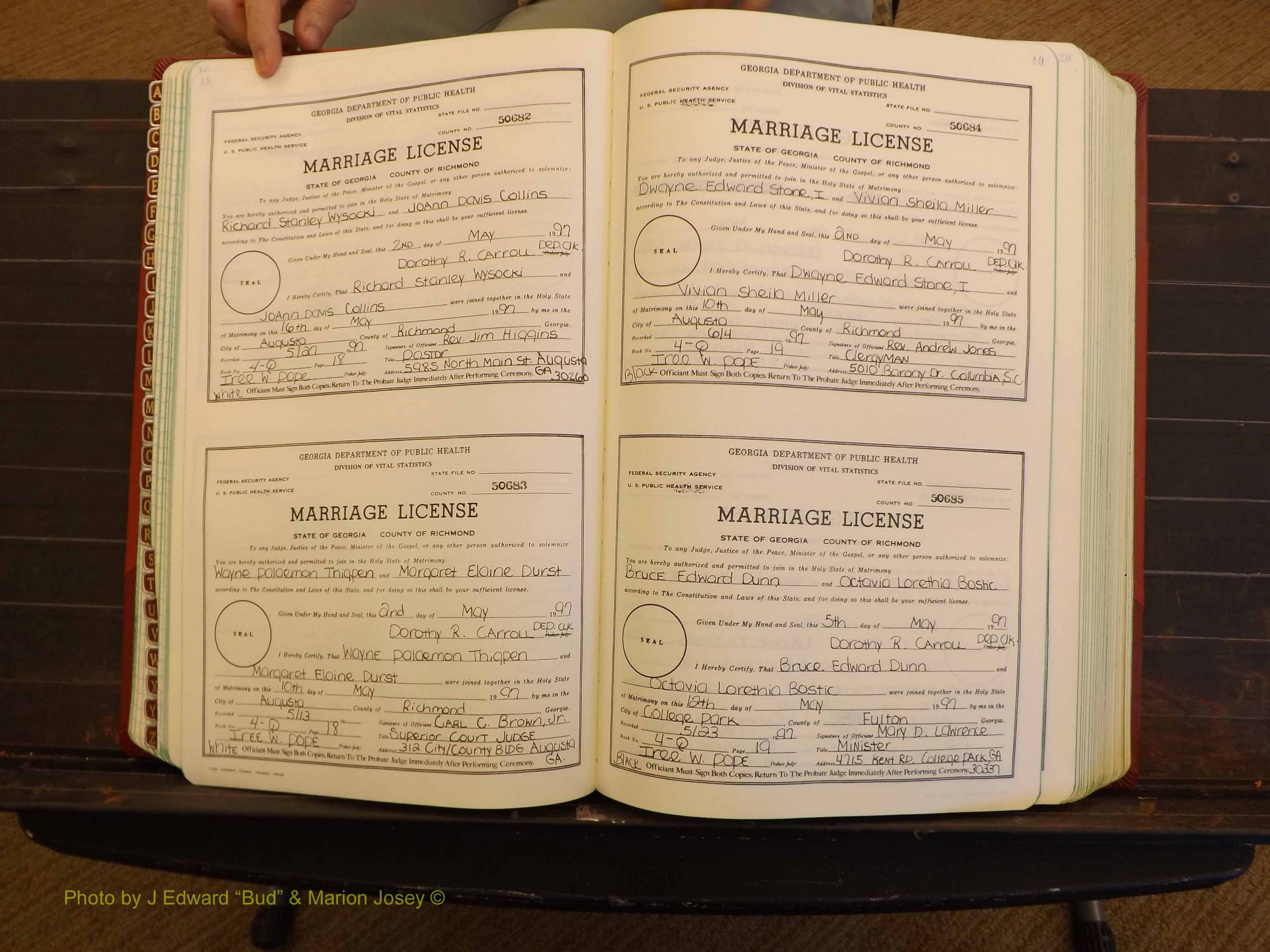 Richmond Marriages, 4Q, 1997-1998 P 018-019.JPG