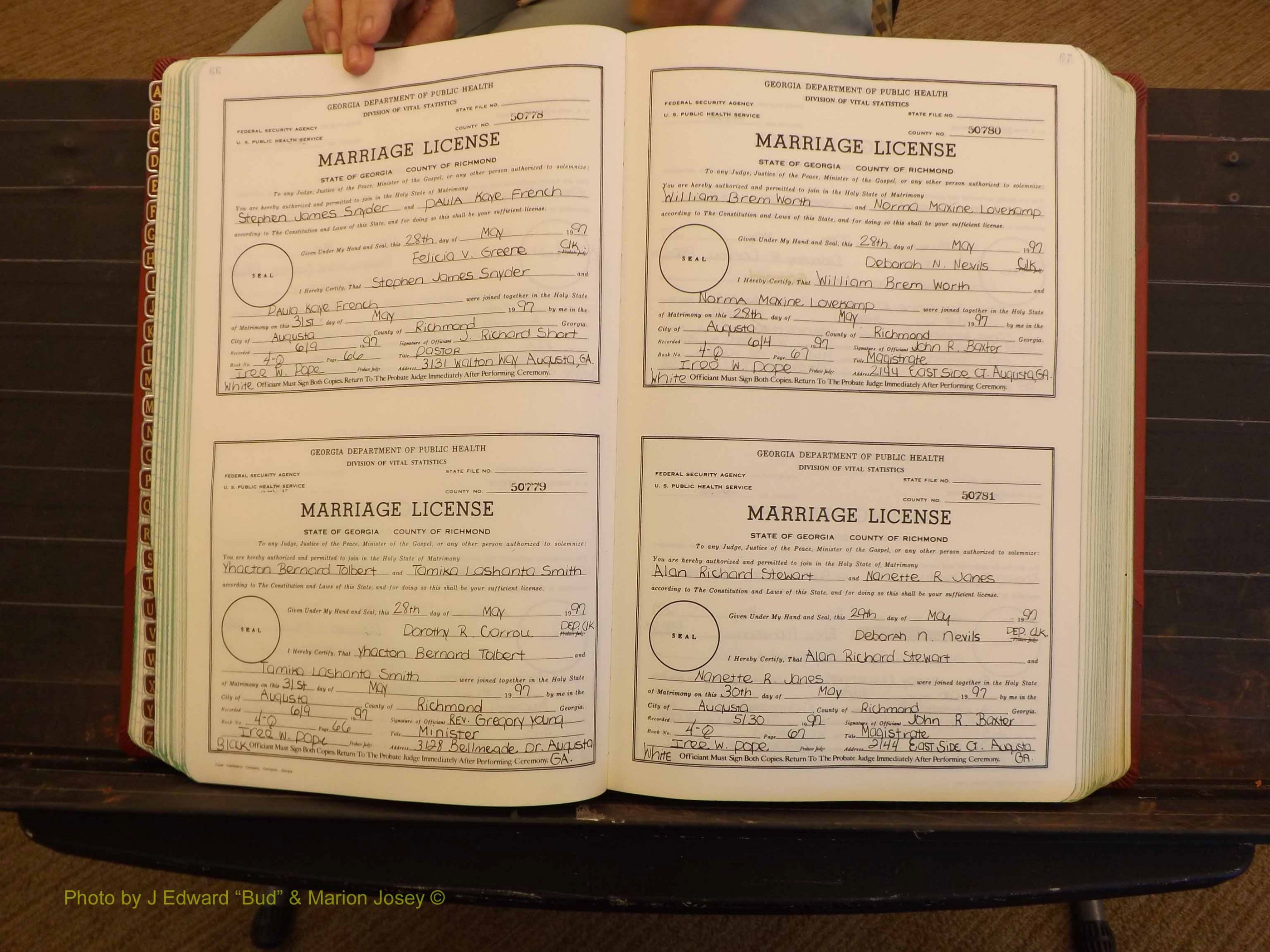 Richmond Marriages, 4Q, 1997-1998 P 066-067.JPG