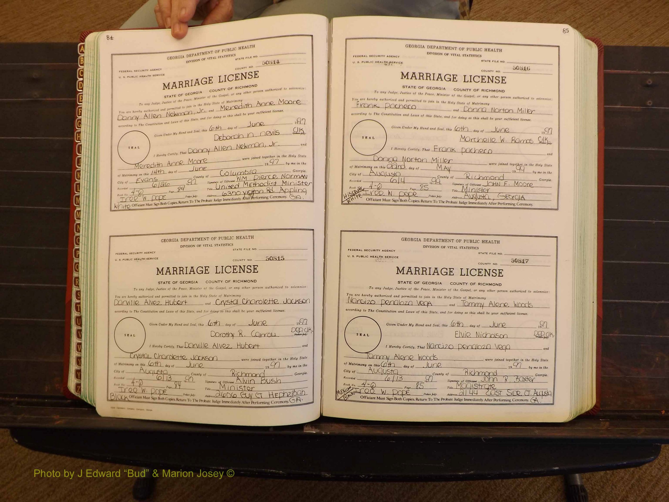 Richmond Marriages, 4Q, 1997-1998 P 084-085.JPG