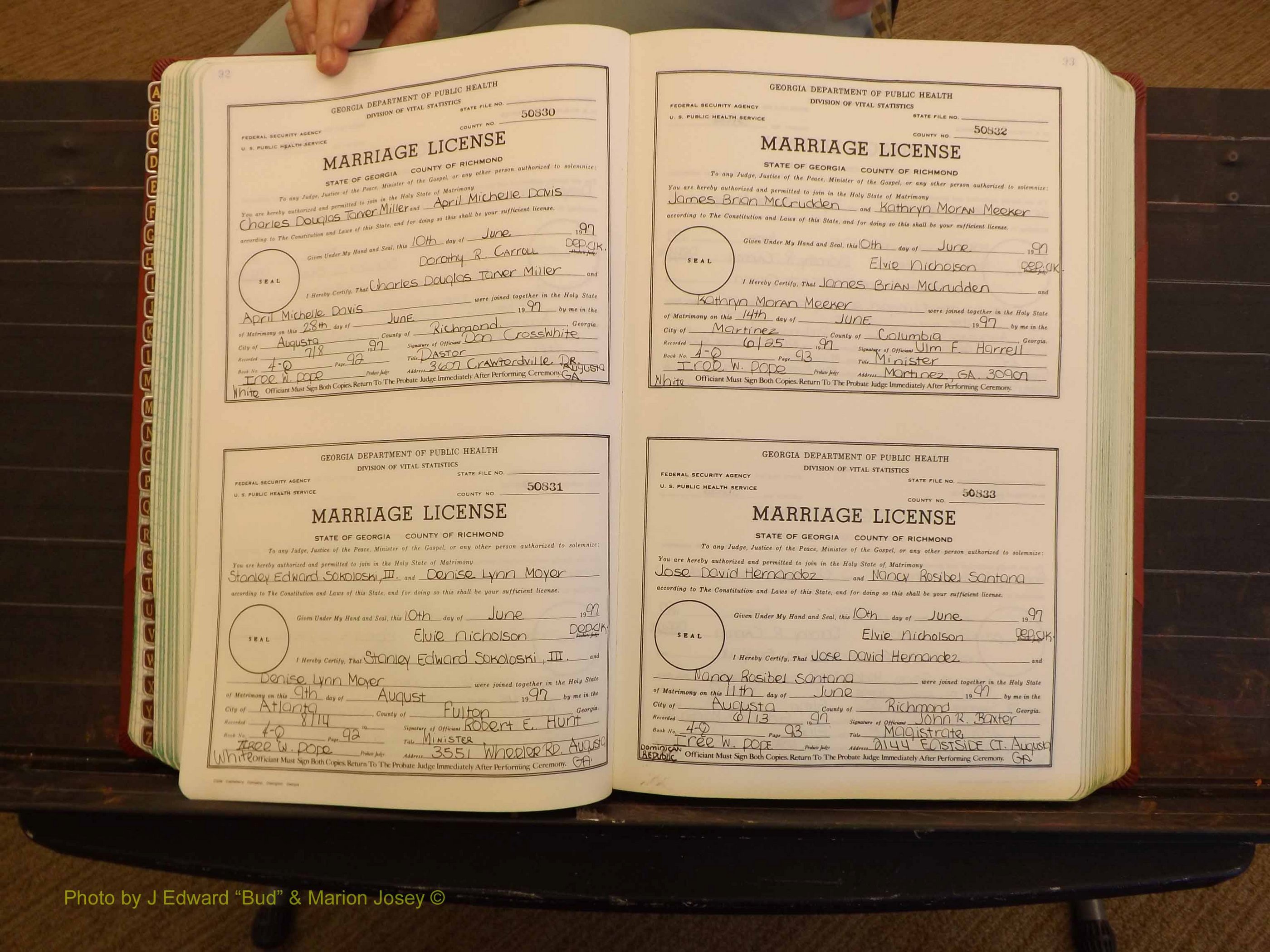 Richmond Marriages, 4Q, 1997-1998 P 092-093.JPG