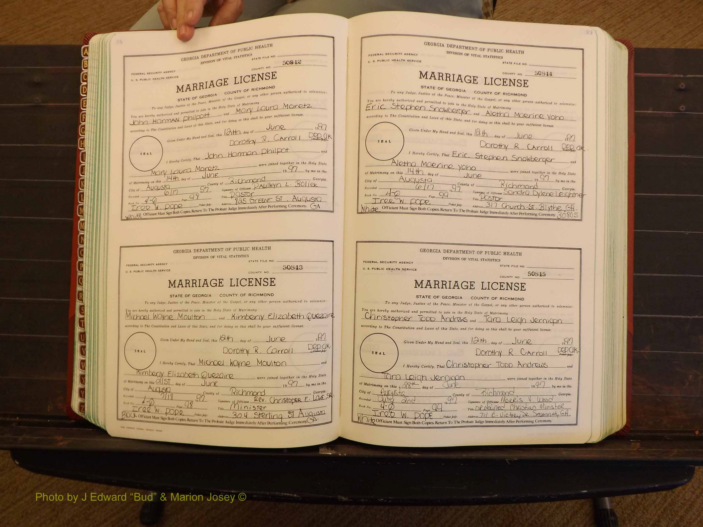Richmond Marriages, 4Q, 1997-1998 P 098-099.JPG