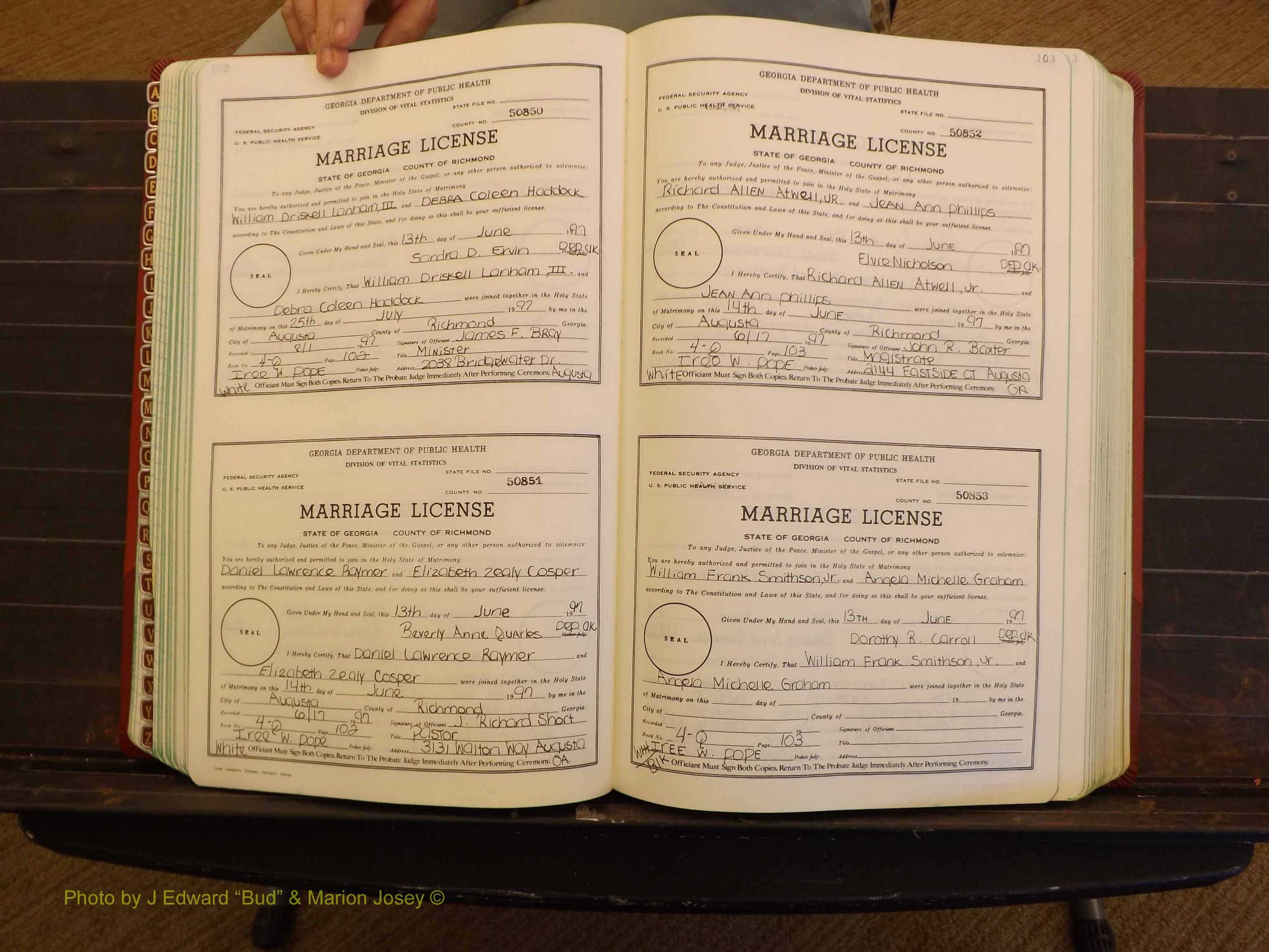 Richmond Marriages, 4Q, 1997-1998 P 102-103.JPG