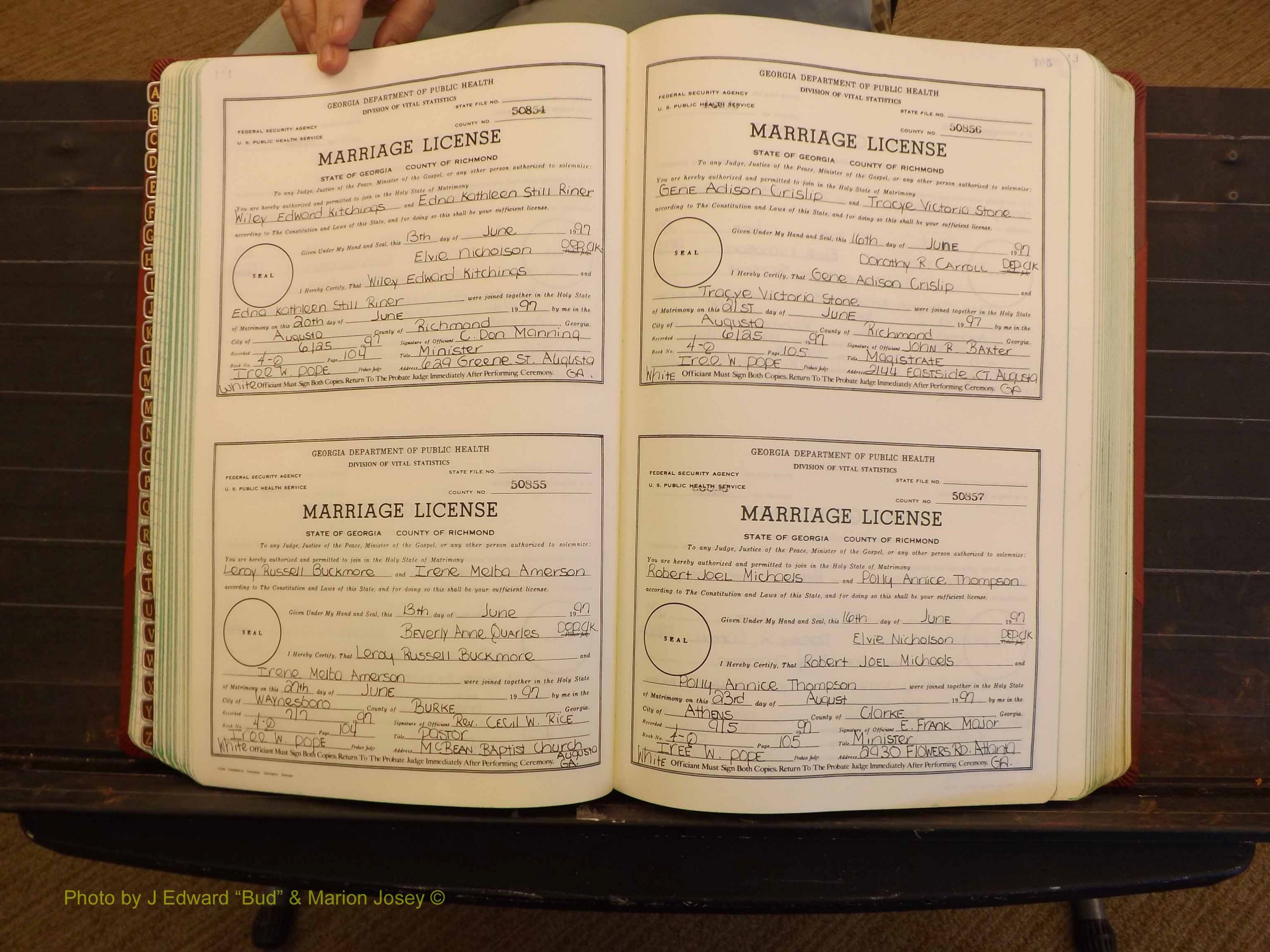 Richmond Marriages, 4Q, 1997-1998 P 104-105.JPG