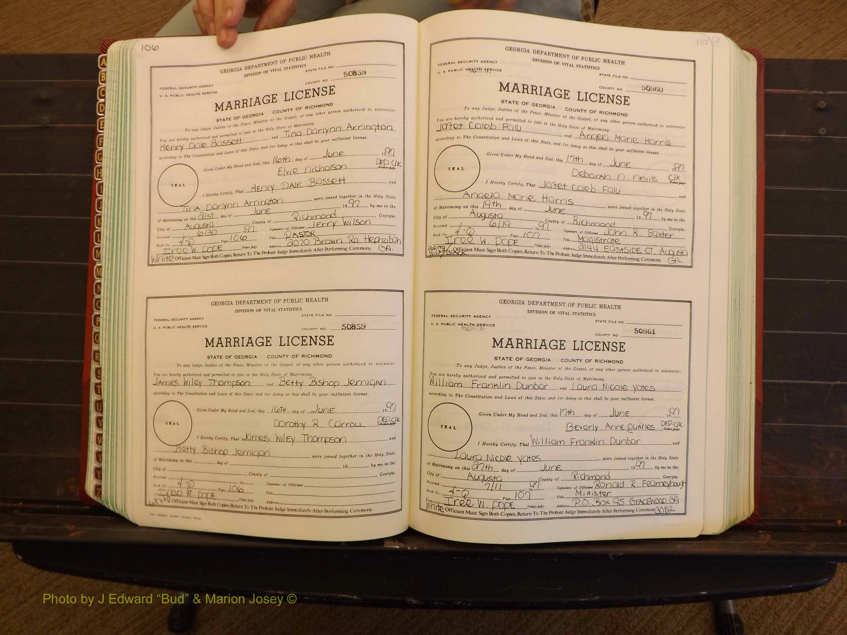 Richmond Marriages, 4Q, 1997-1998 P 106-107.JPG