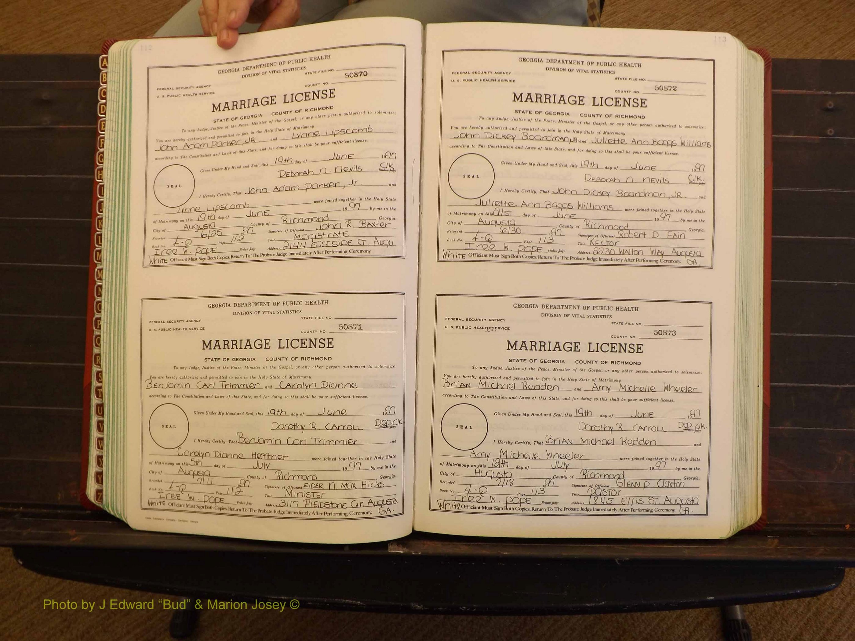 Richmond Marriages, 4Q, 1997-1998 P 112-113.JPG