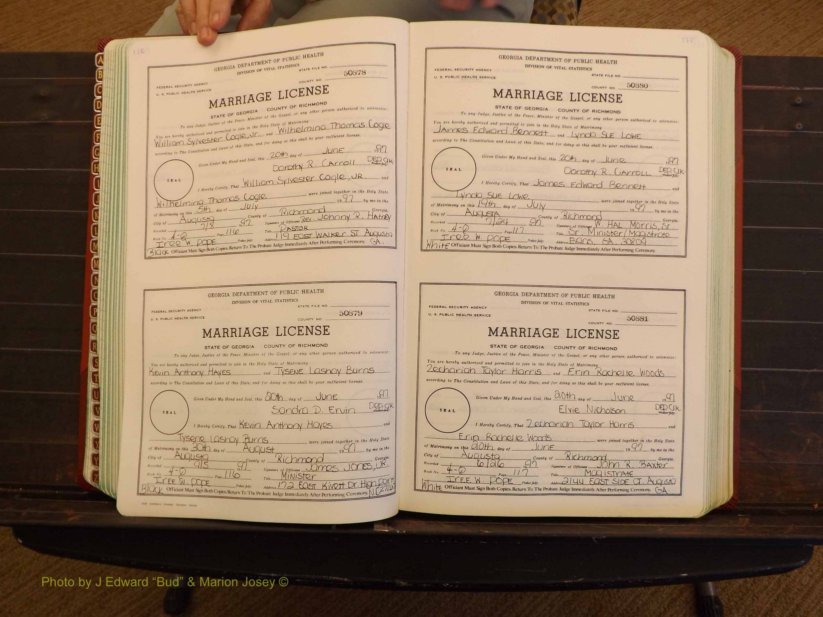 Richmond Marriages, 4Q, 1997-1998 P 116-117.JPG