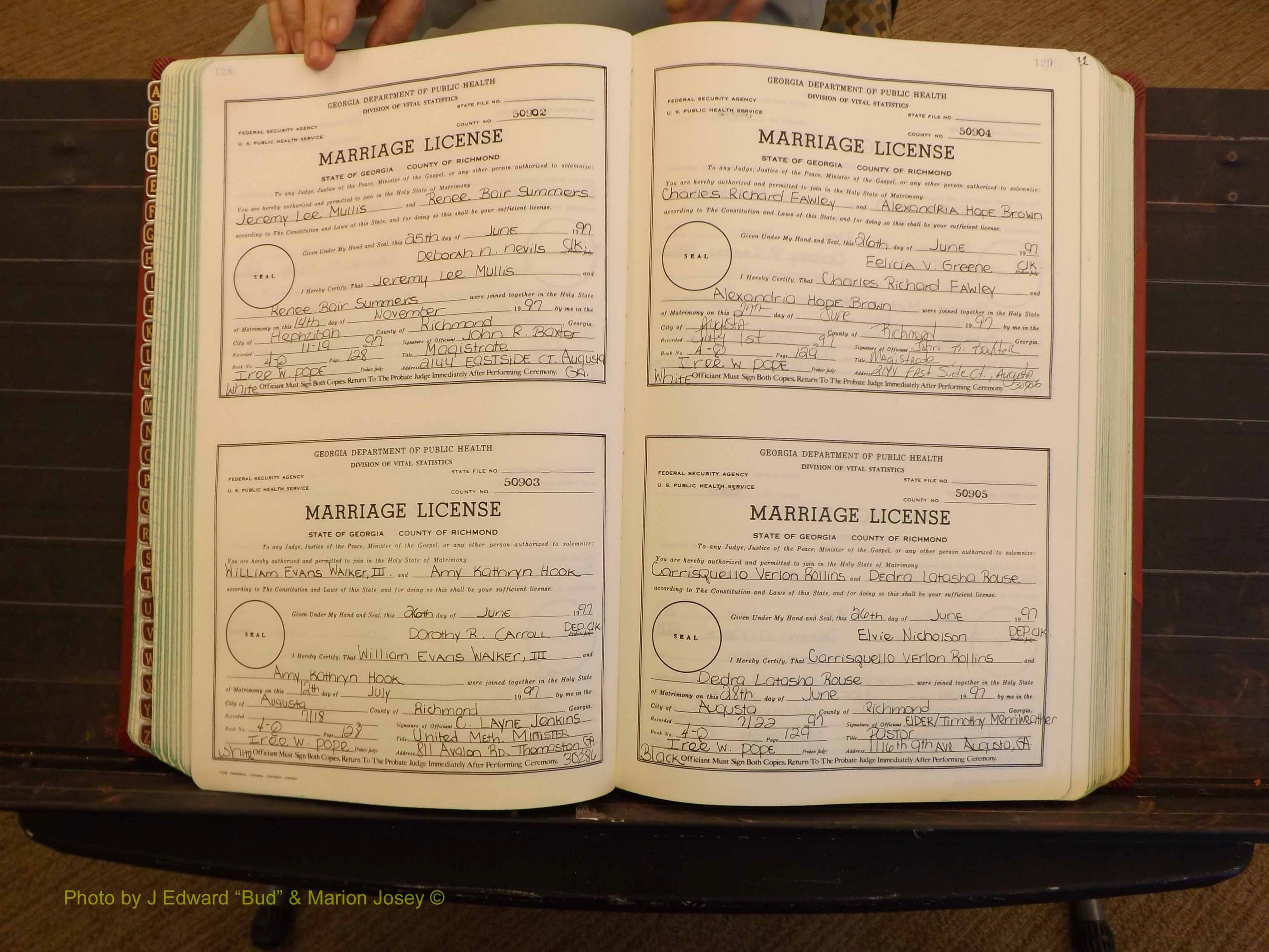 Richmond Marriages, 4Q, 1997-1998 P 128-129.JPG