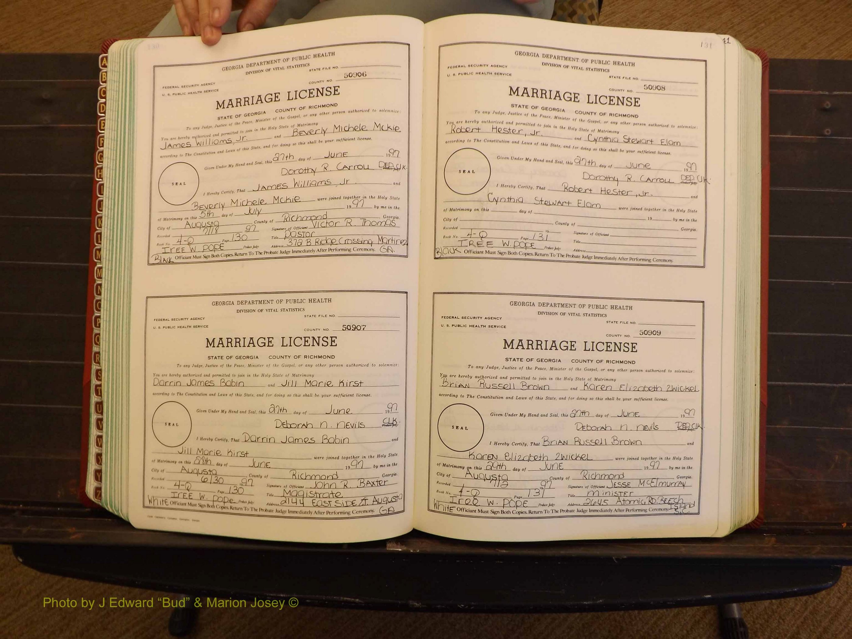 Richmond Marriages, 4Q, 1997-1998 P 130-131.JPG