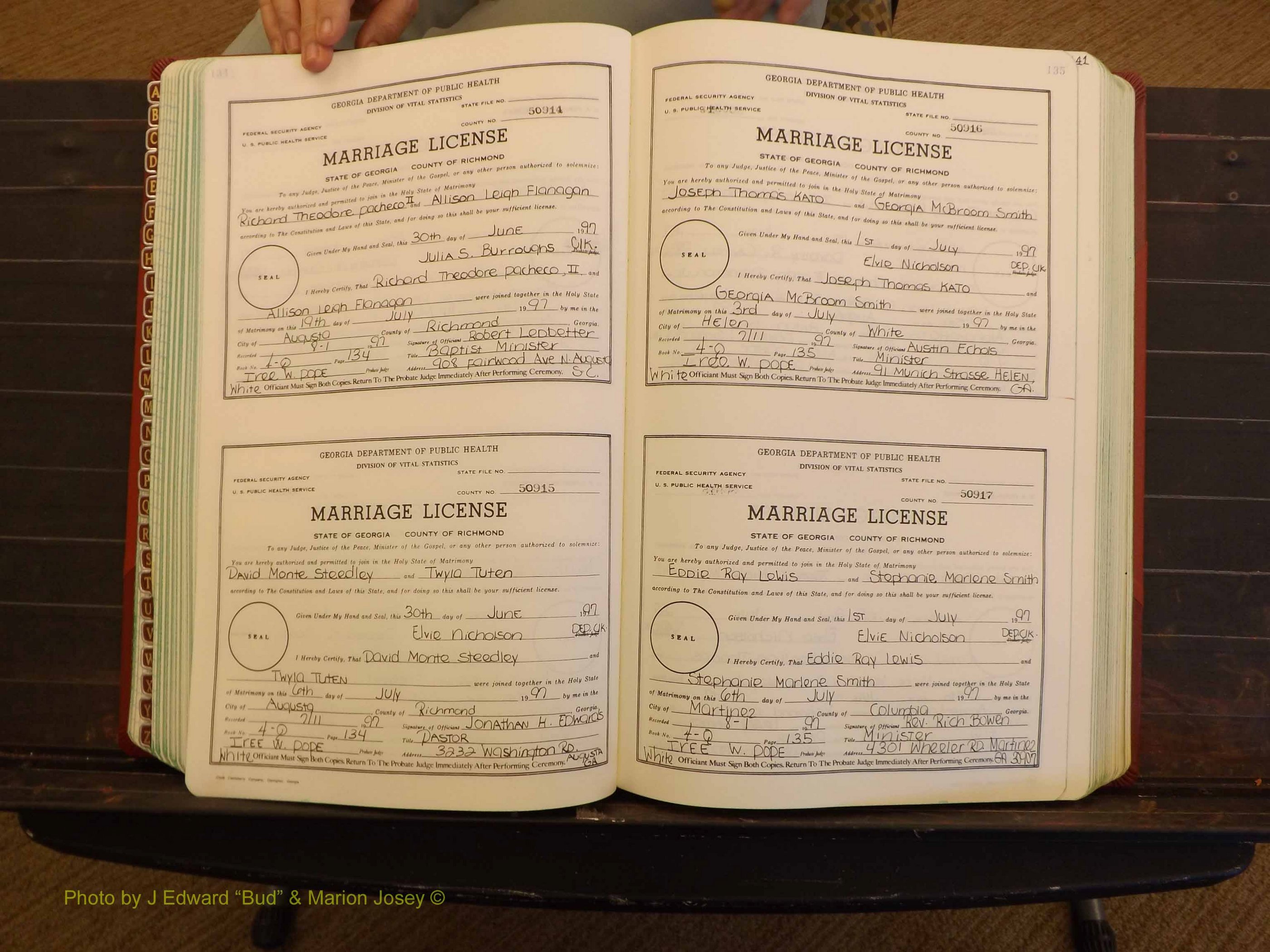 Richmond Marriages, 4Q, 1997-1998 P 134-135.JPG