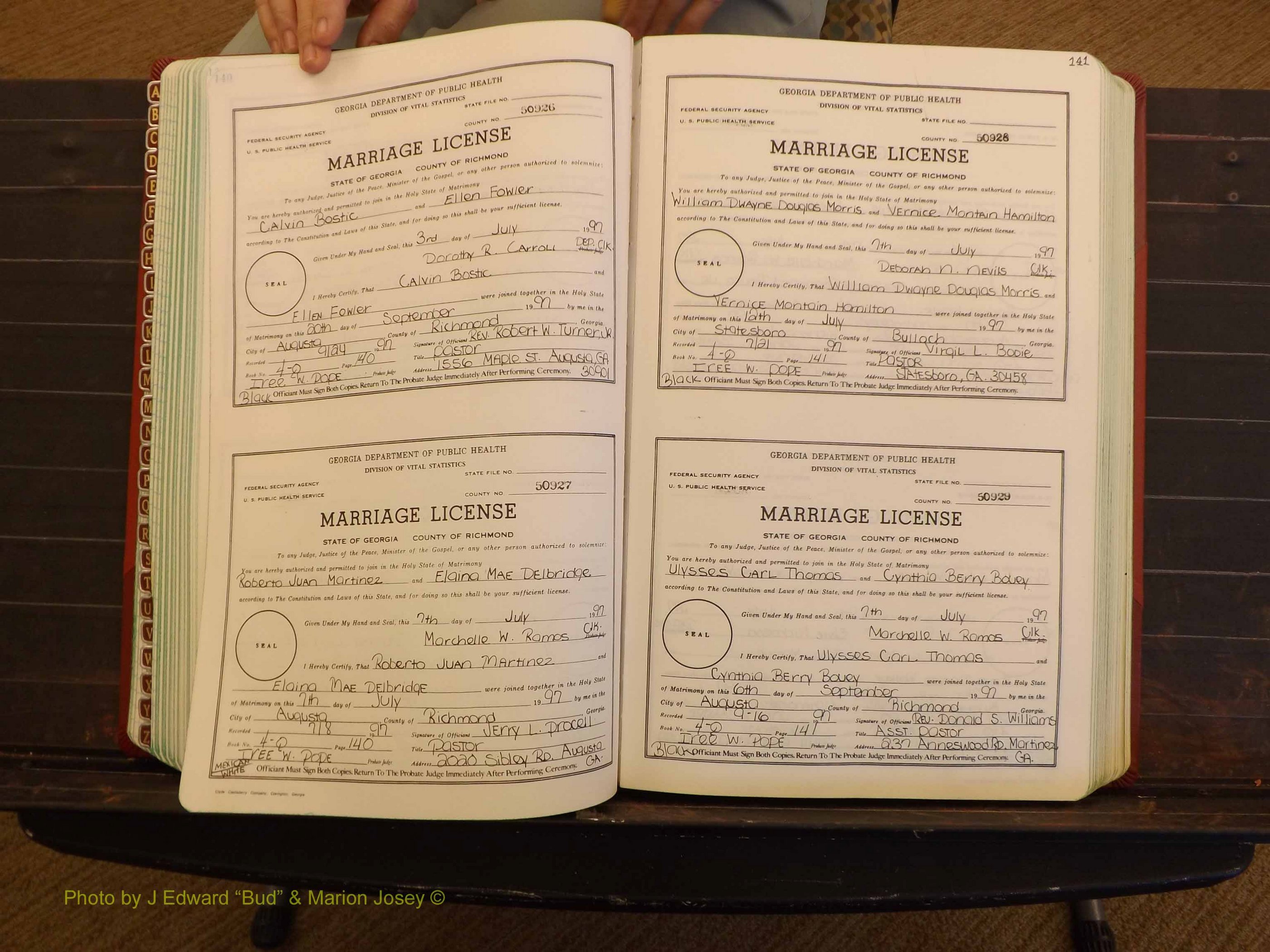 Richmond Marriages, 4Q, 1997-1998 P 140-141.JPG