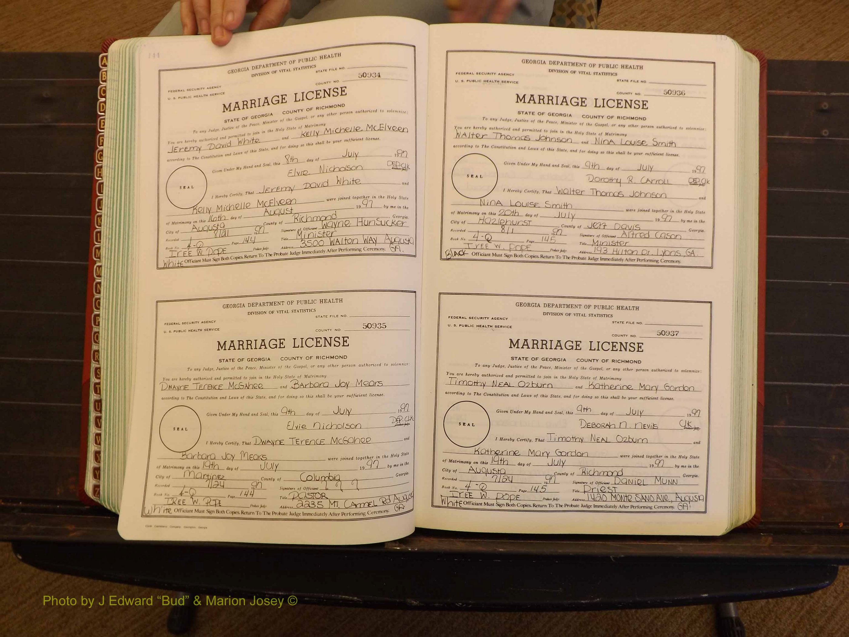 Richmond Marriages, 4Q, 1997-1998 P 144-145.JPG