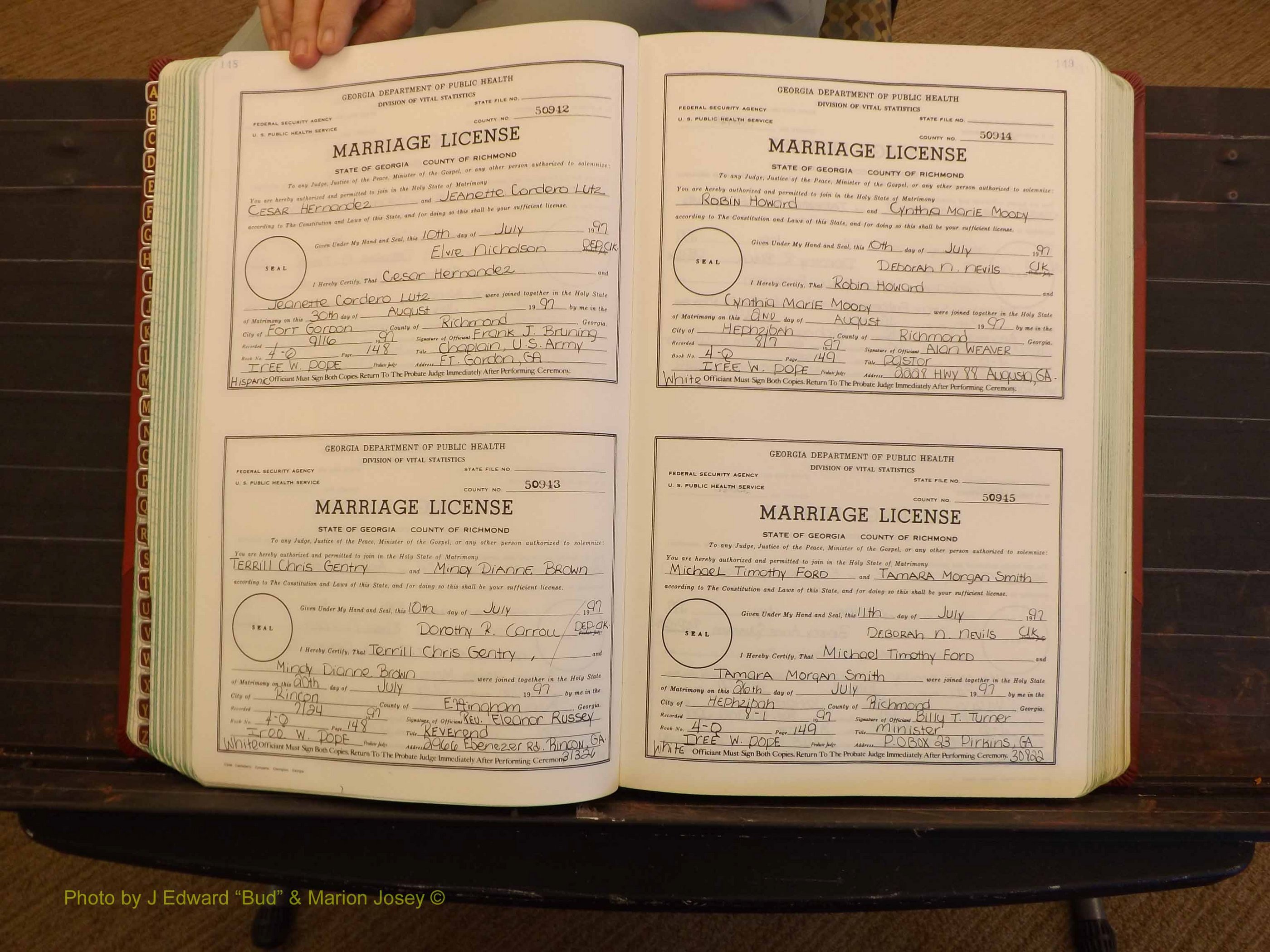 Richmond Marriages, 4Q, 1997-1998 P 148-149.JPG