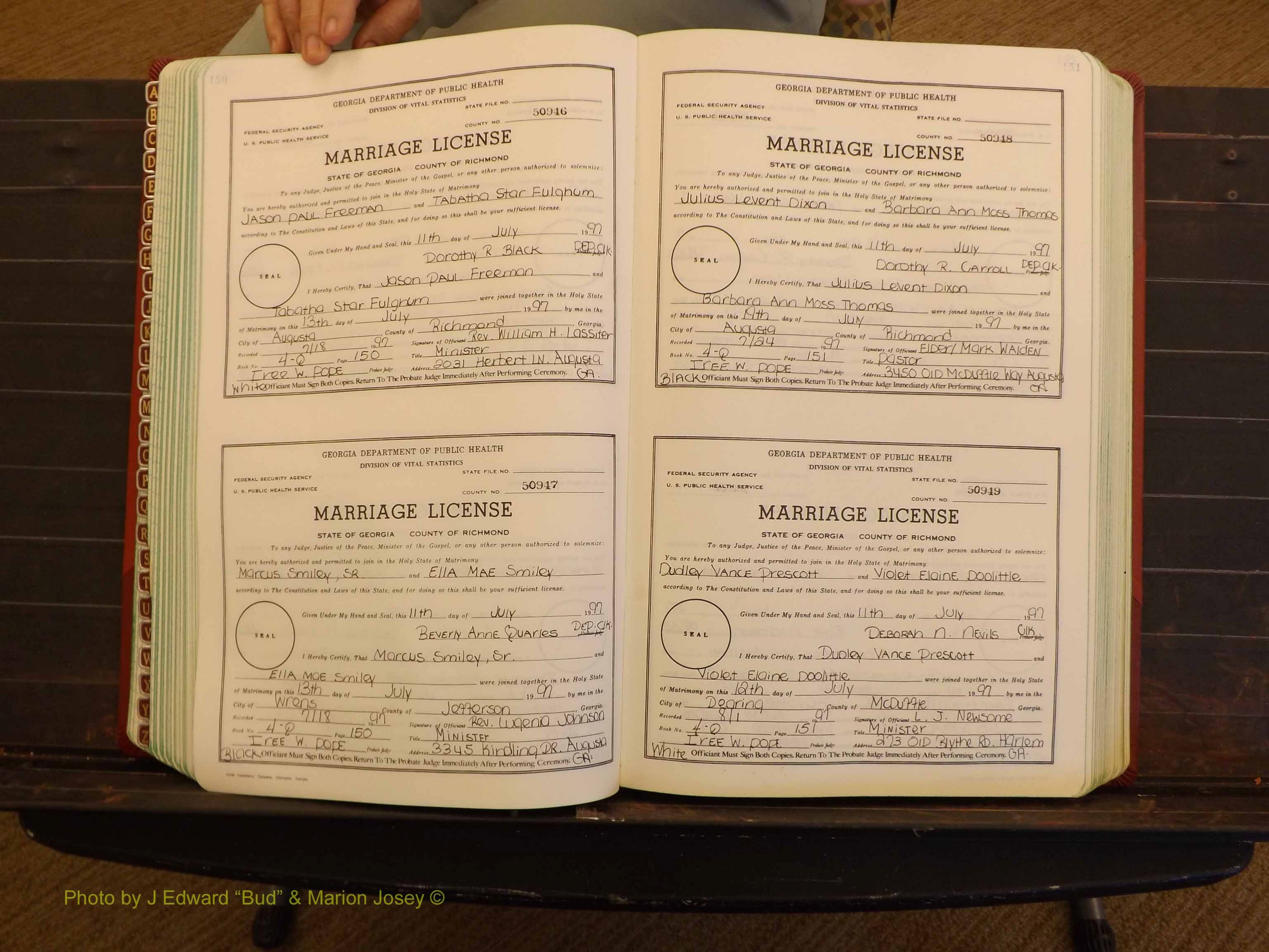 Richmond Marriages, 4Q, 1997-1998 P 150-151.JPG