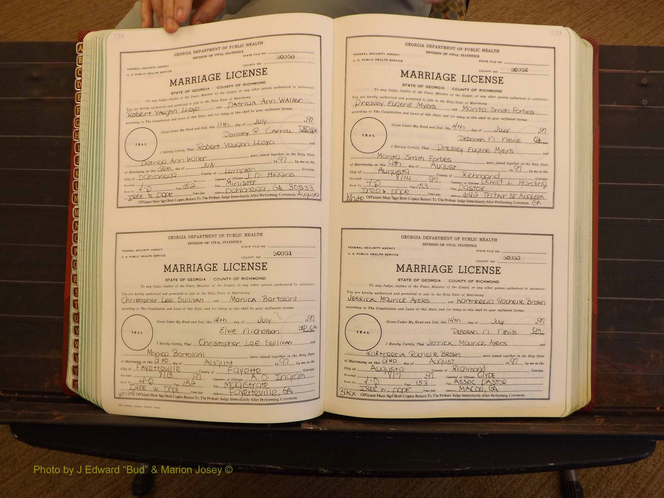 Richmond Marriages, 4Q, 1997-1998 P 152-153.JPG