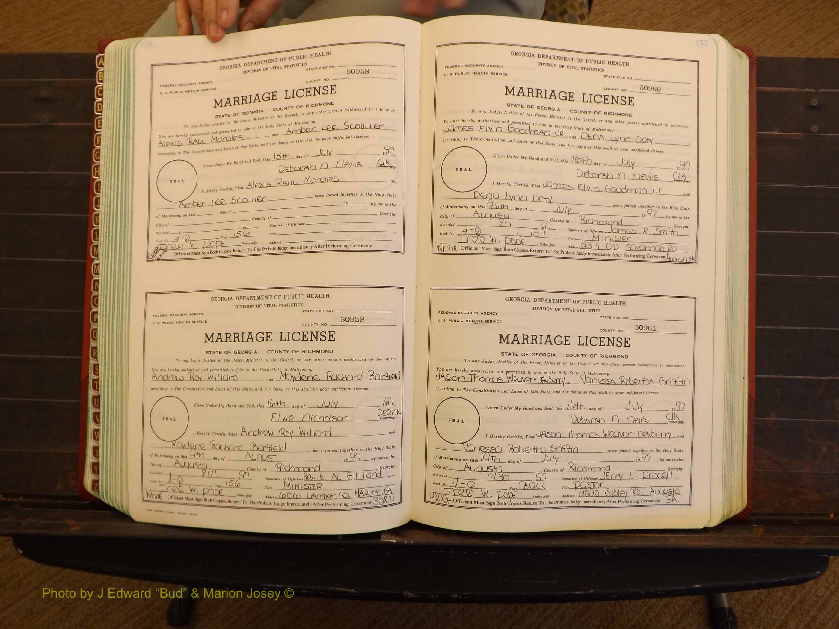 Richmond Marriages, 4Q, 1997-1998 P 156-157.JPG