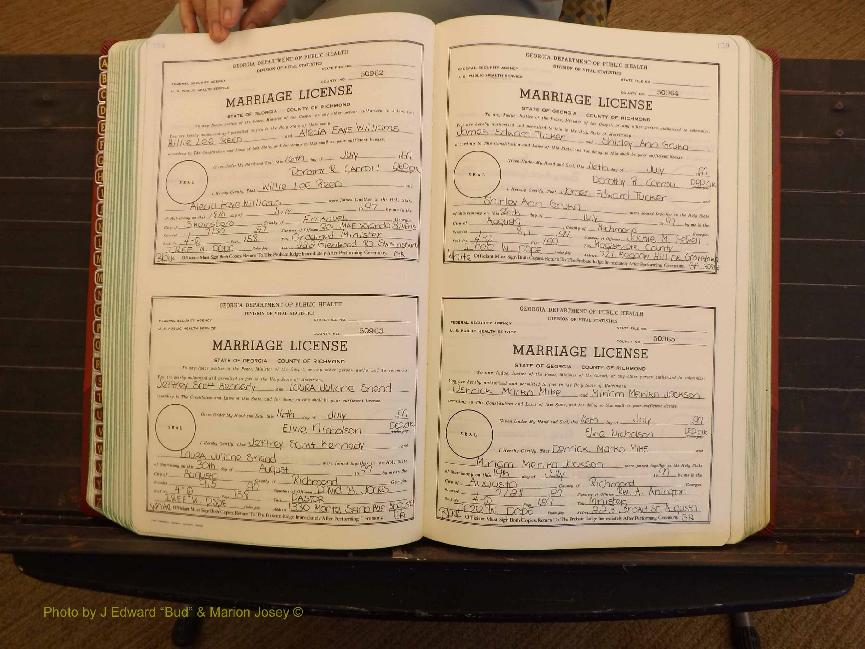 Richmond Marriages, 4Q, 1997-1998 P 158-159.JPG