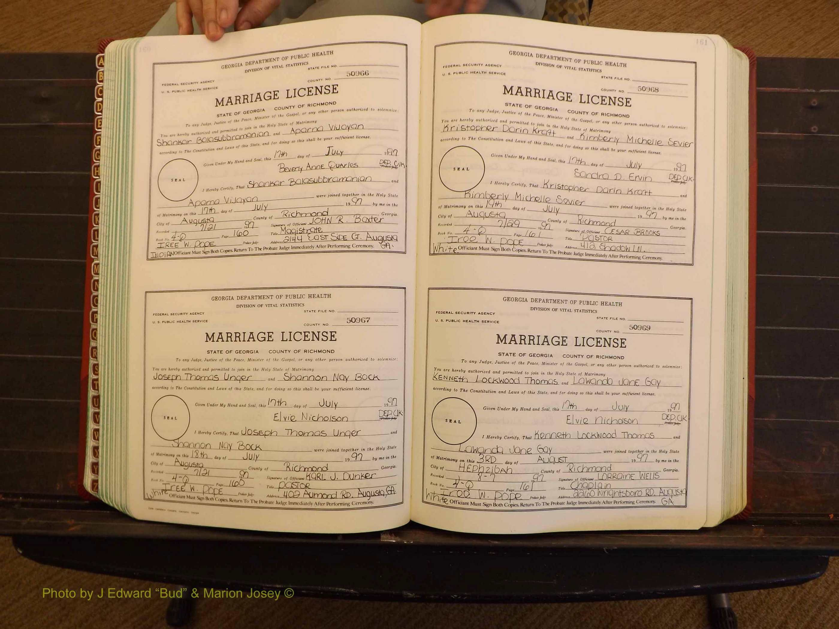 Richmond Marriages, 4Q, 1997-1998 P 160-161.JPG