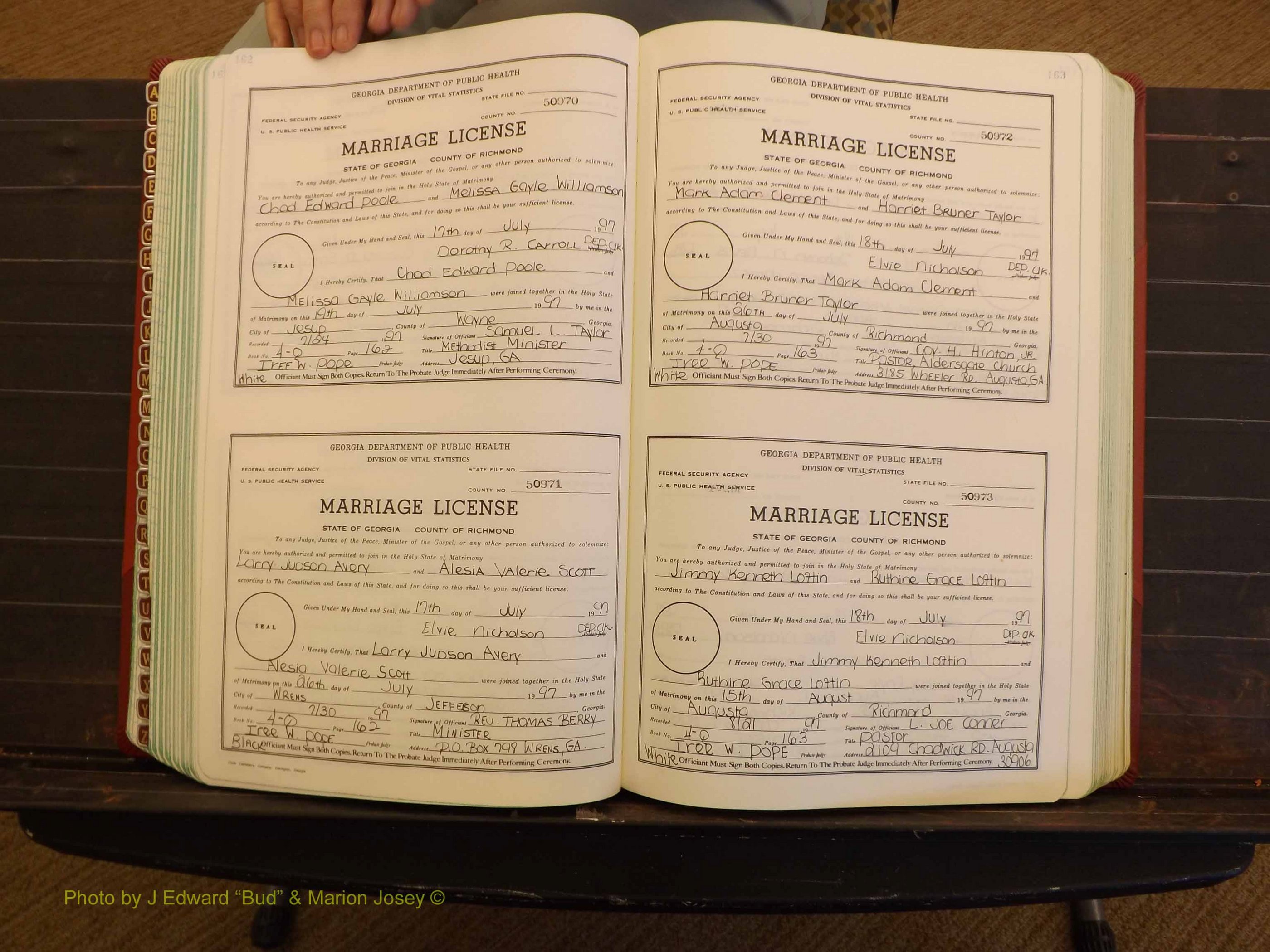 Richmond Marriages, 4Q, 1997-1998 P 162-163.JPG