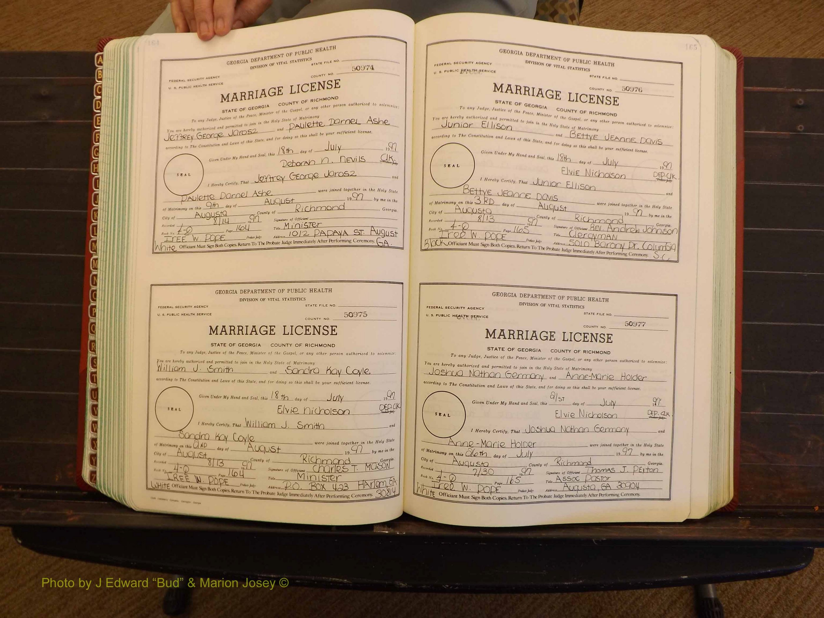 Richmond Marriages, 4Q, 1997-1998 P 164-165.JPG