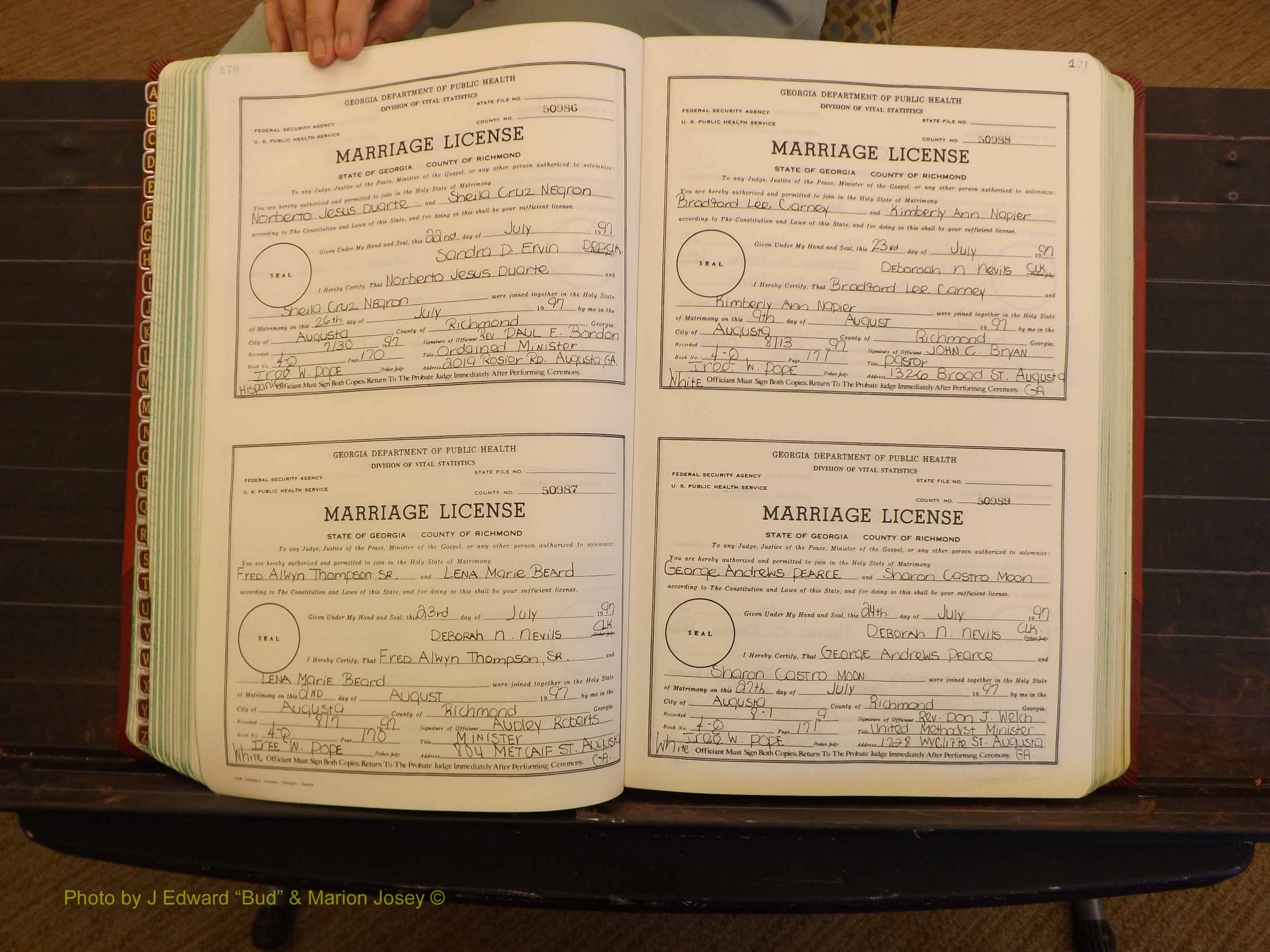 Richmond Marriages, 4Q, 1997-1998 P 170-171.JPG