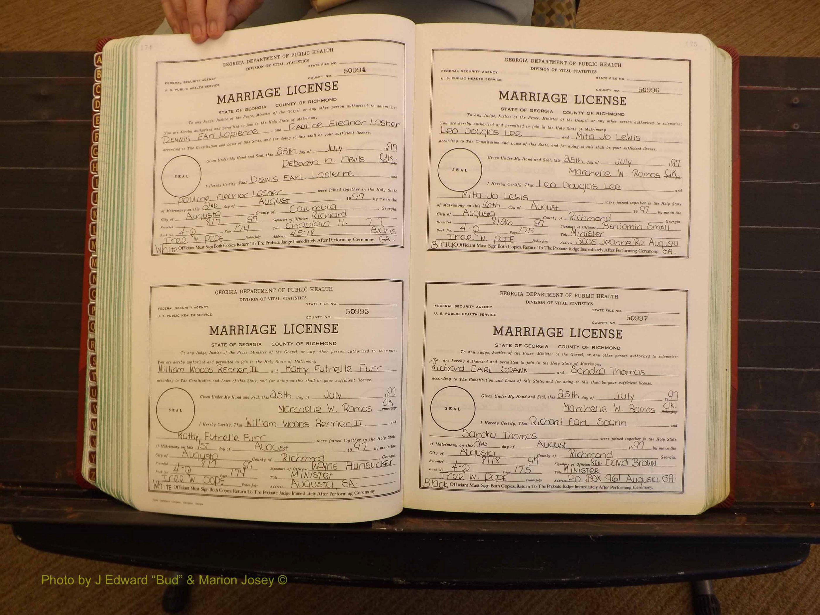 Richmond Marriages, 4Q, 1997-1998 P 174-175.JPG