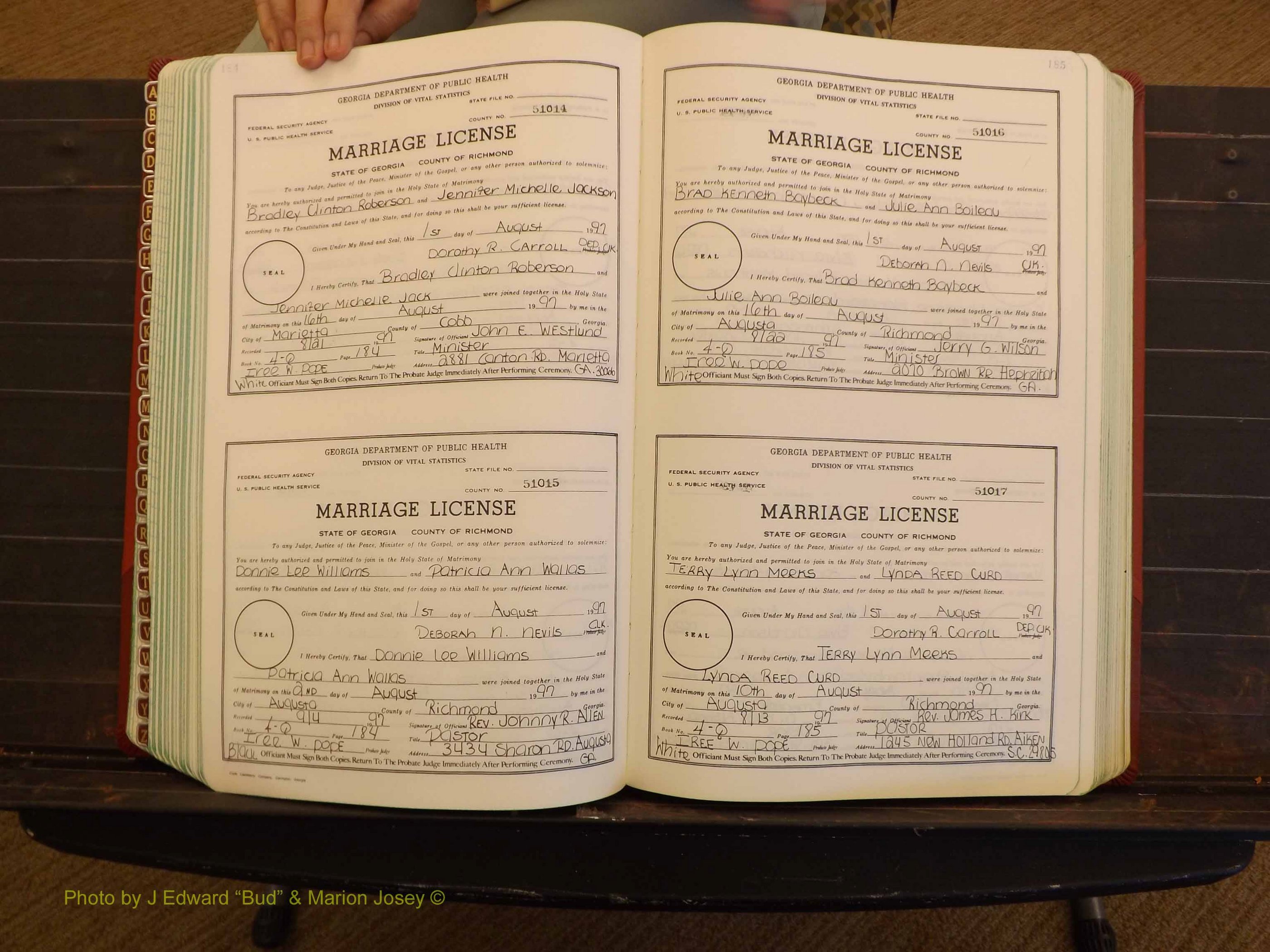Richmond Marriages, 4Q, 1997-1998 P 184-185.JPG
