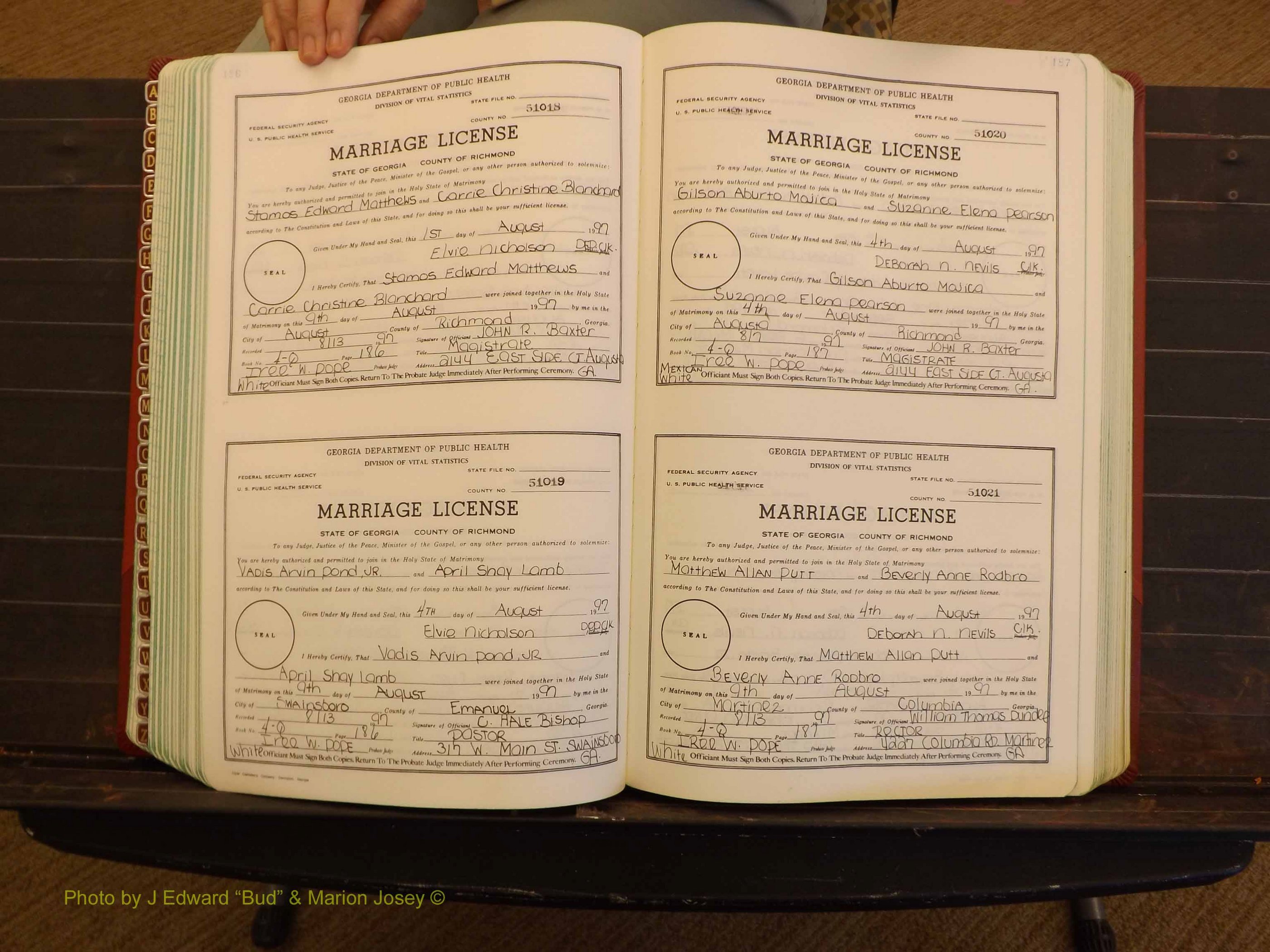Richmond Marriages, 4Q, 1997-1998 P 186-187.JPG