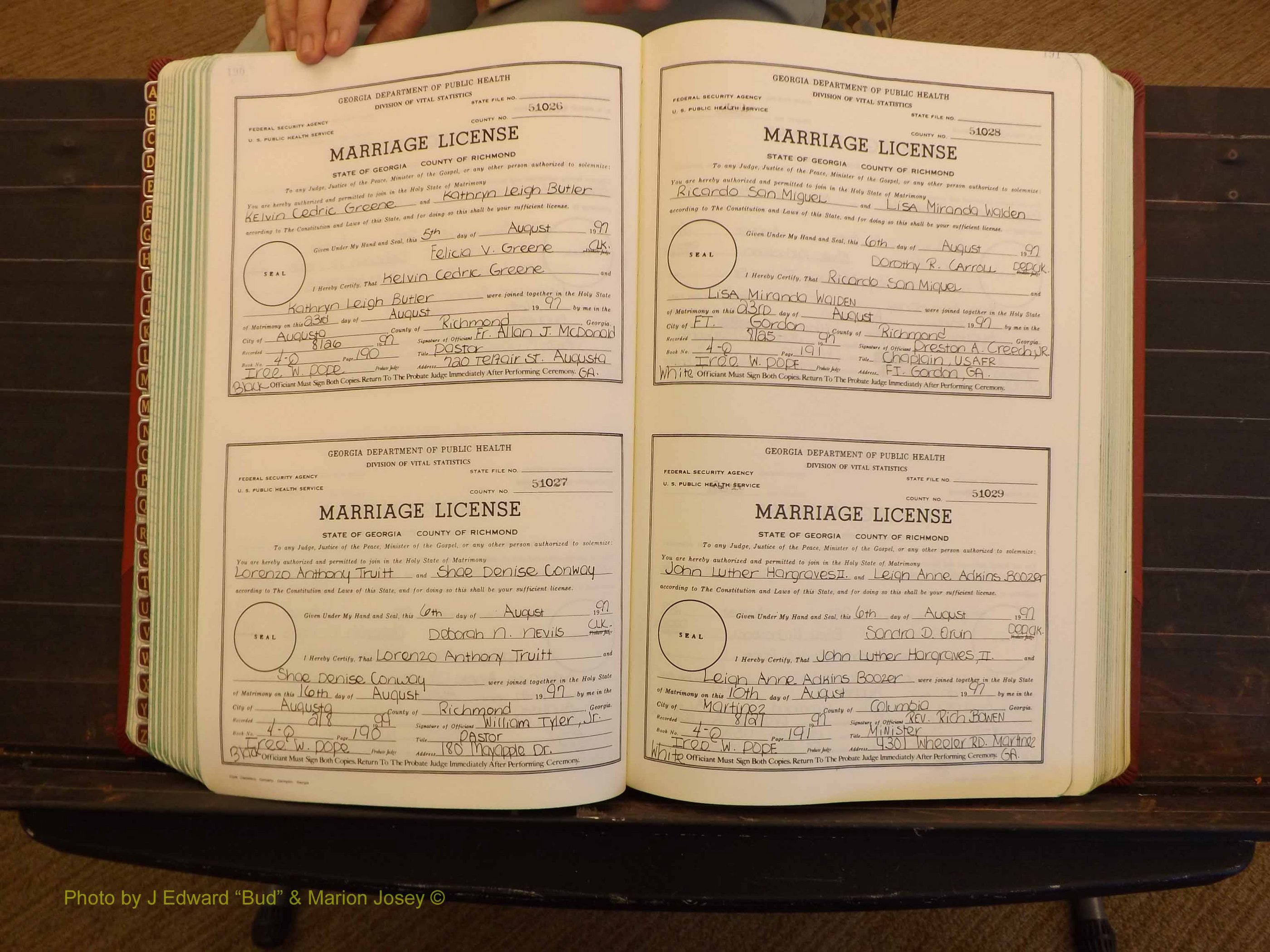 Richmond Marriages, 4Q, 1997-1998 P 190-191.JPG