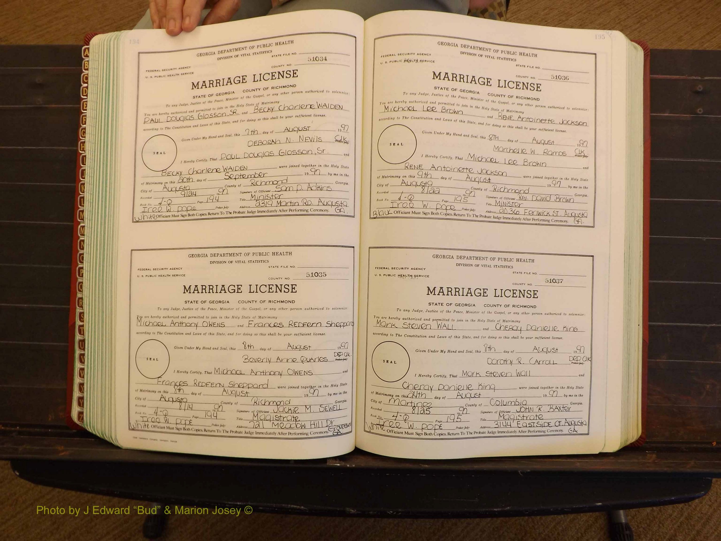 Richmond Marriages, 4Q, 1997-1998 P 194-195.JPG