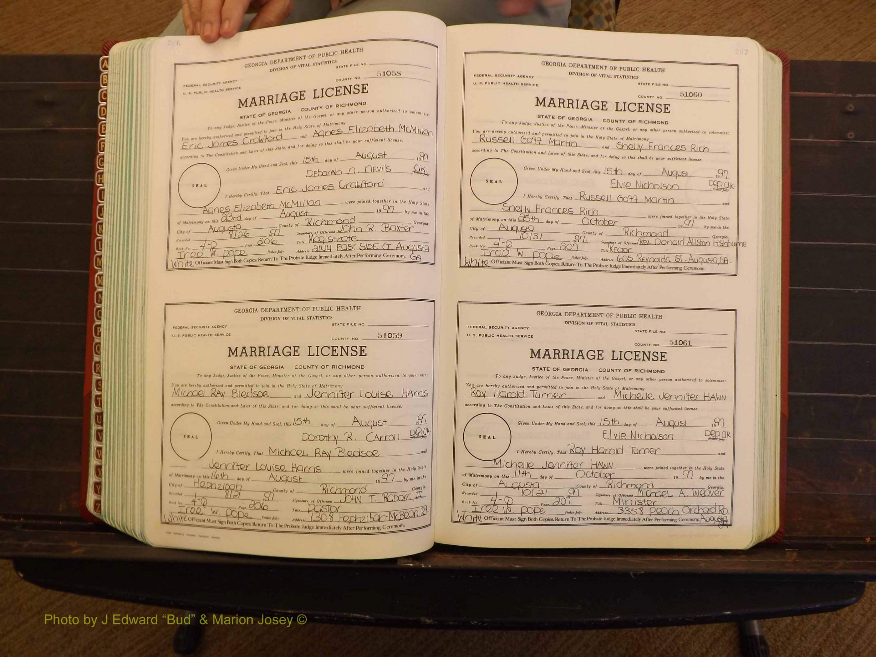 Richmond Marriages, 4Q, 1997-1998 P 206-207.JPG