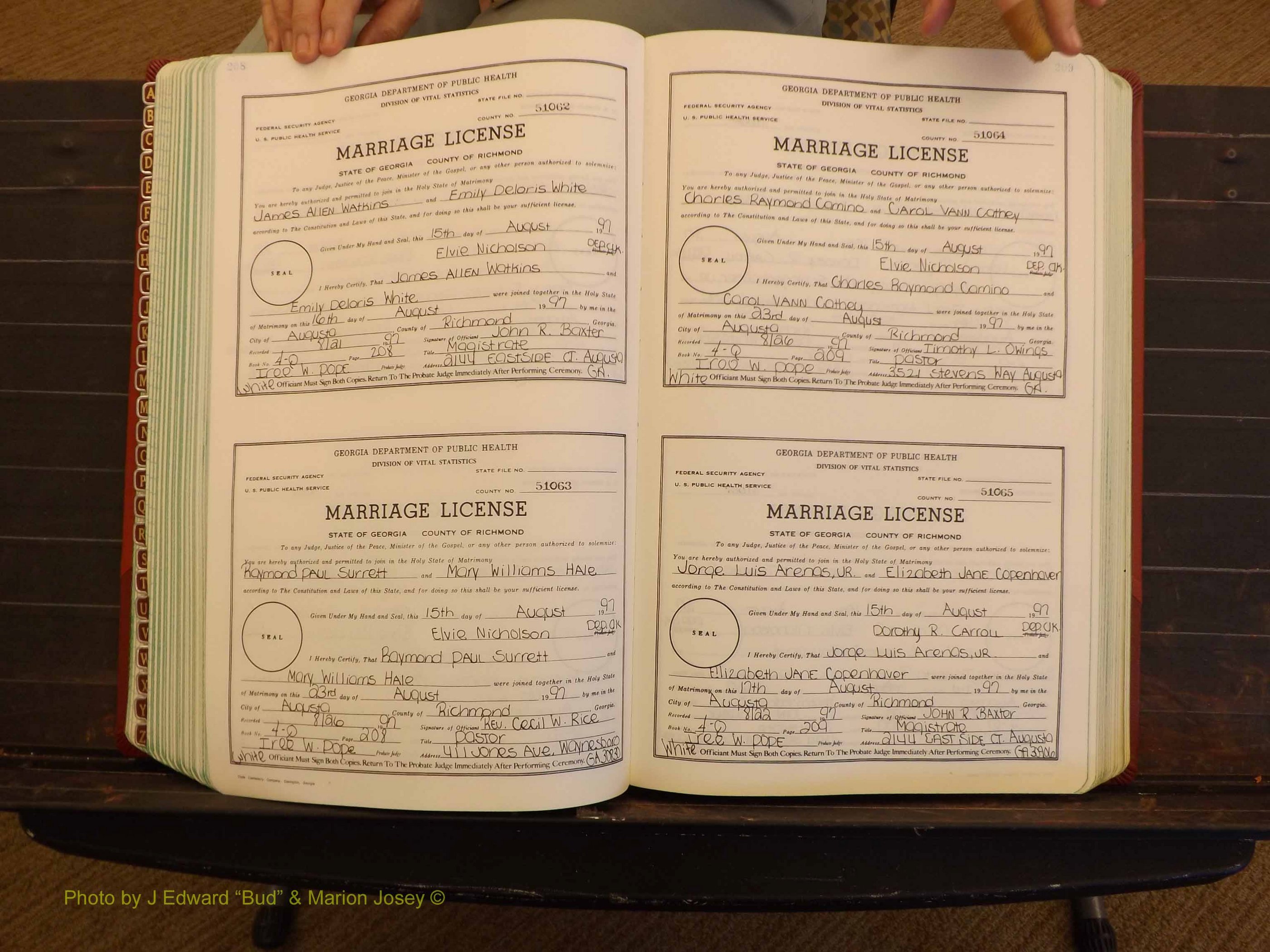 Richmond Marriages, 4Q, 1997-1998 P 208-209.JPG