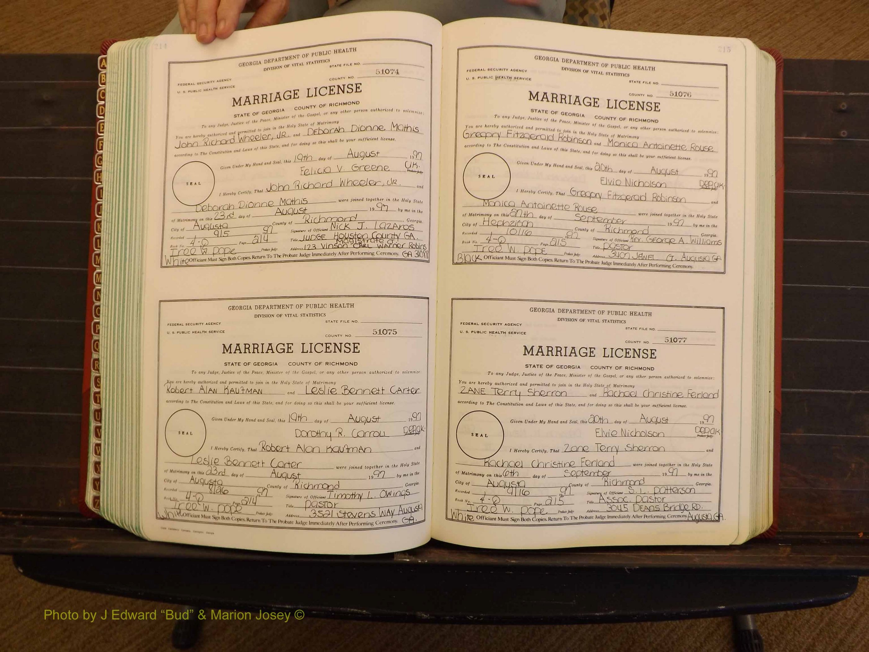 Richmond Marriages, 4Q, 1997-1998 P 214-215.JPG